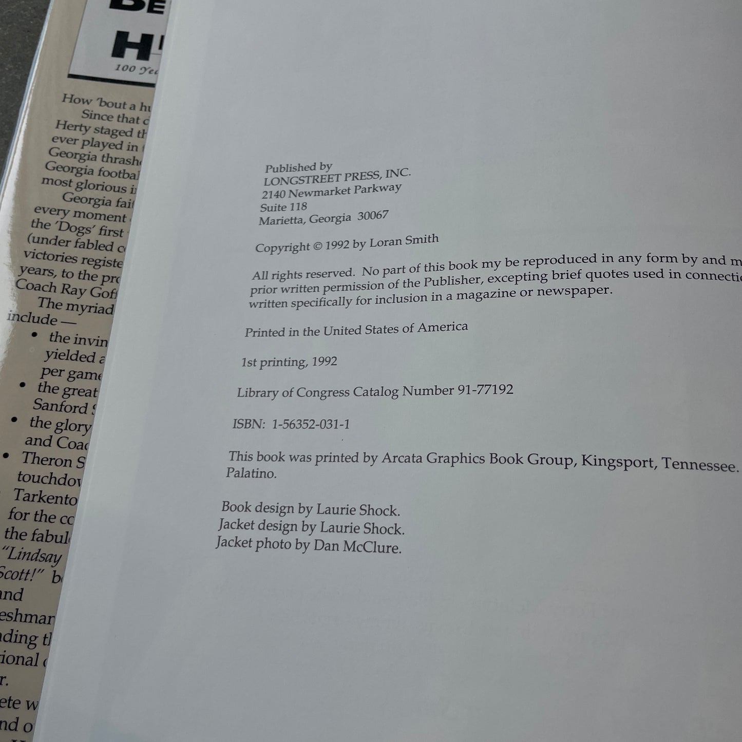 1992 Between The Hedges Georgia Football Book