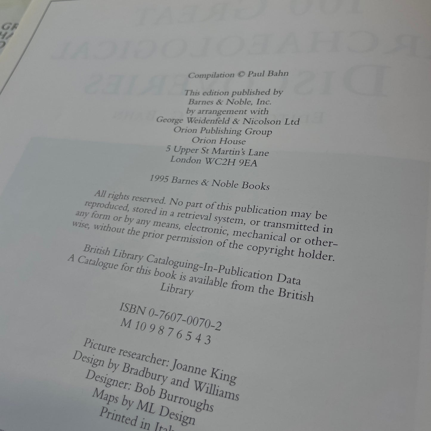 1995 100 Great Archaeological Discoveries