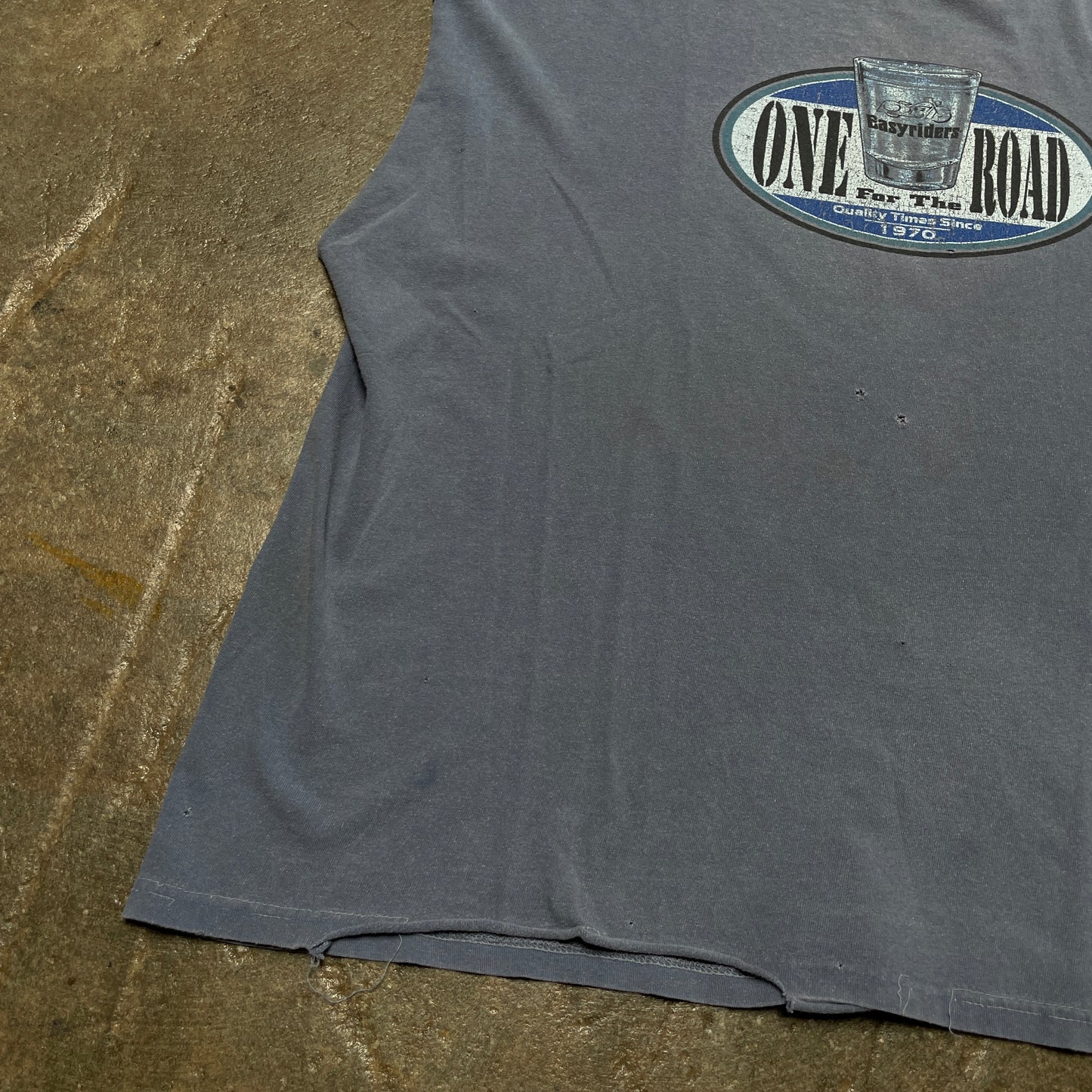 Y2K Distressed Boxy Cut-Off Beer Bar T-Shirt
