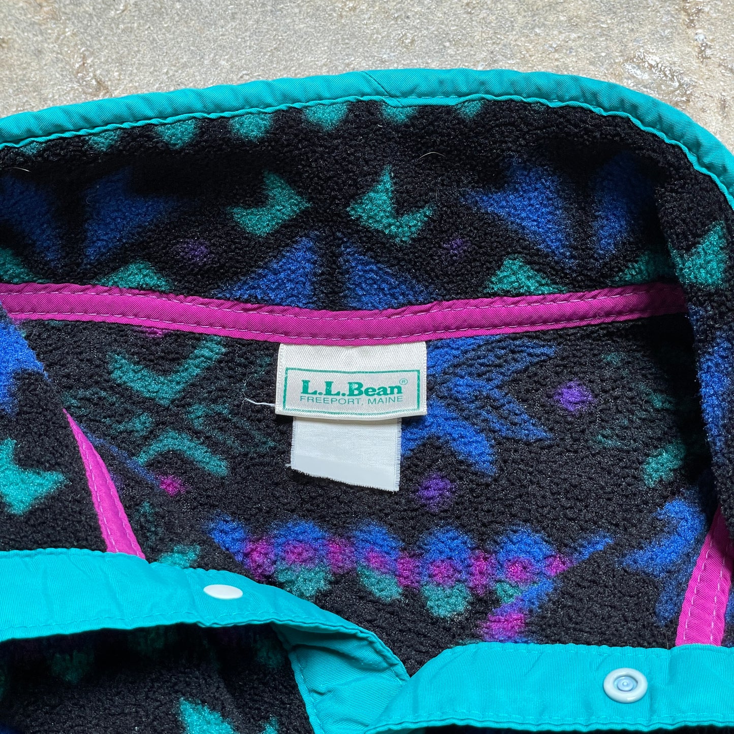 1980s L.L. Bean Button Aztec Snap Fleece