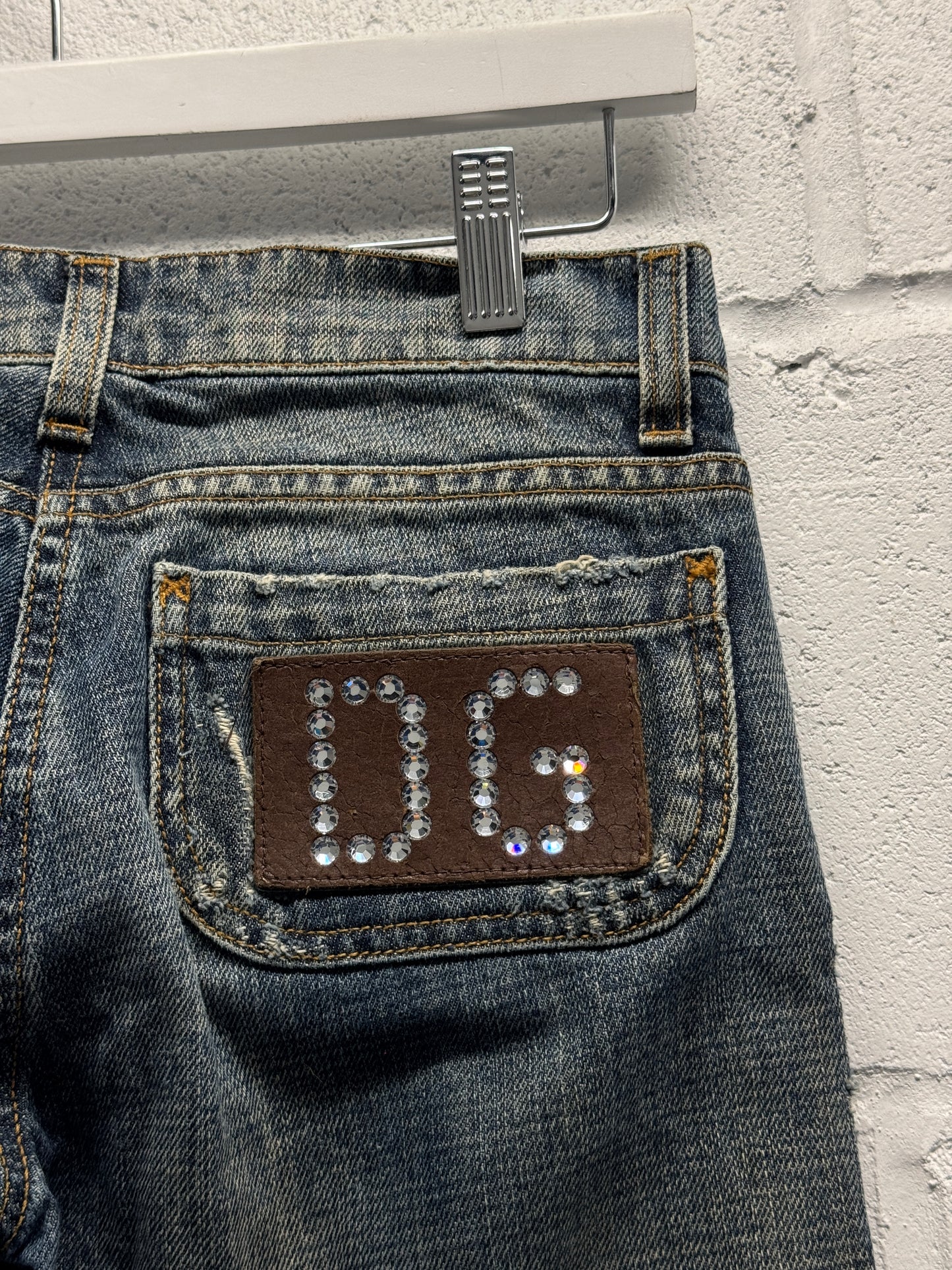 Y2K 2000s Dolce&Gabbana Rhinestone Low Rise Flared Jeans [28]