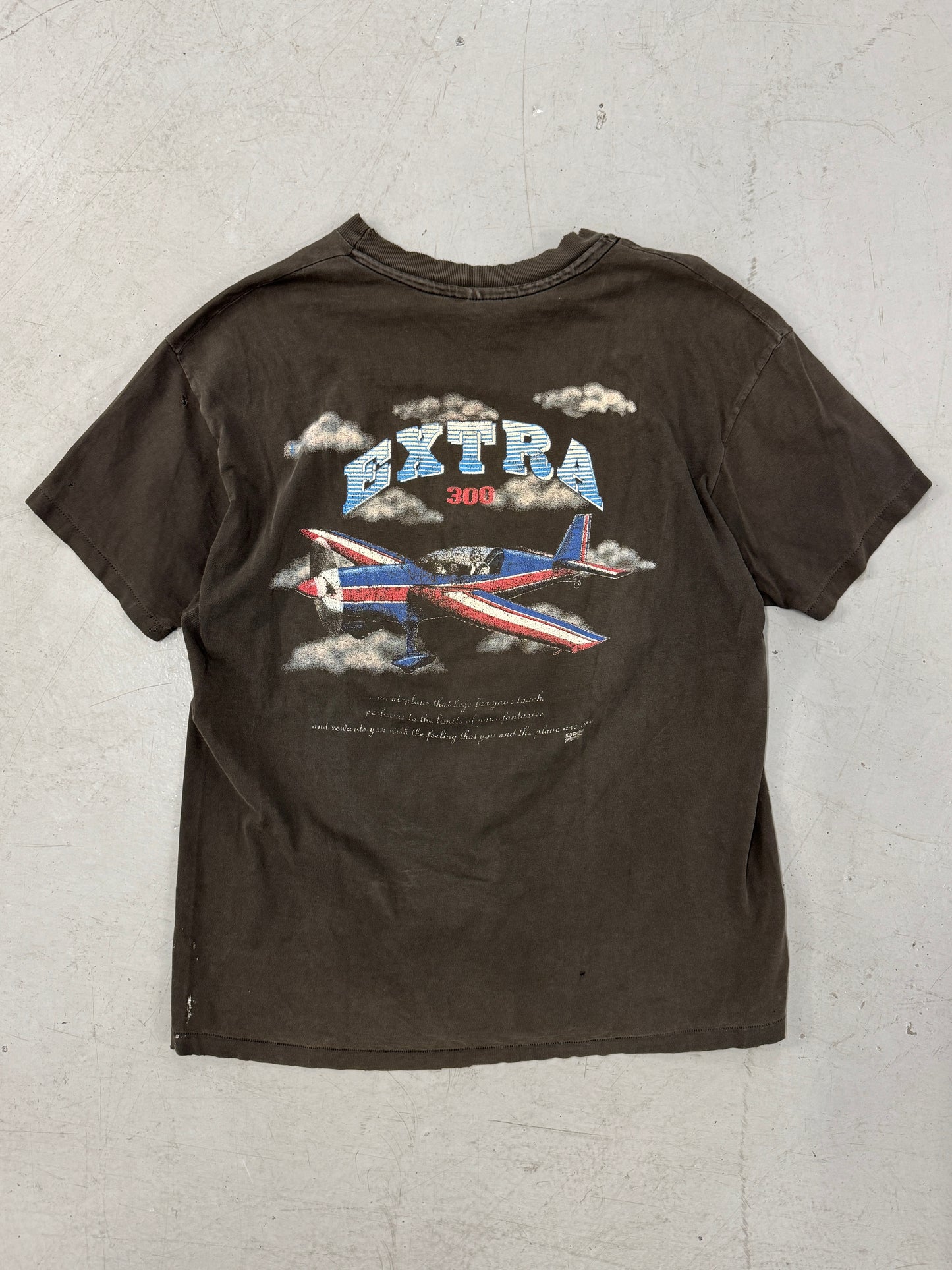 1990s Faded Extra 300 Plane T-Shirt [XL]