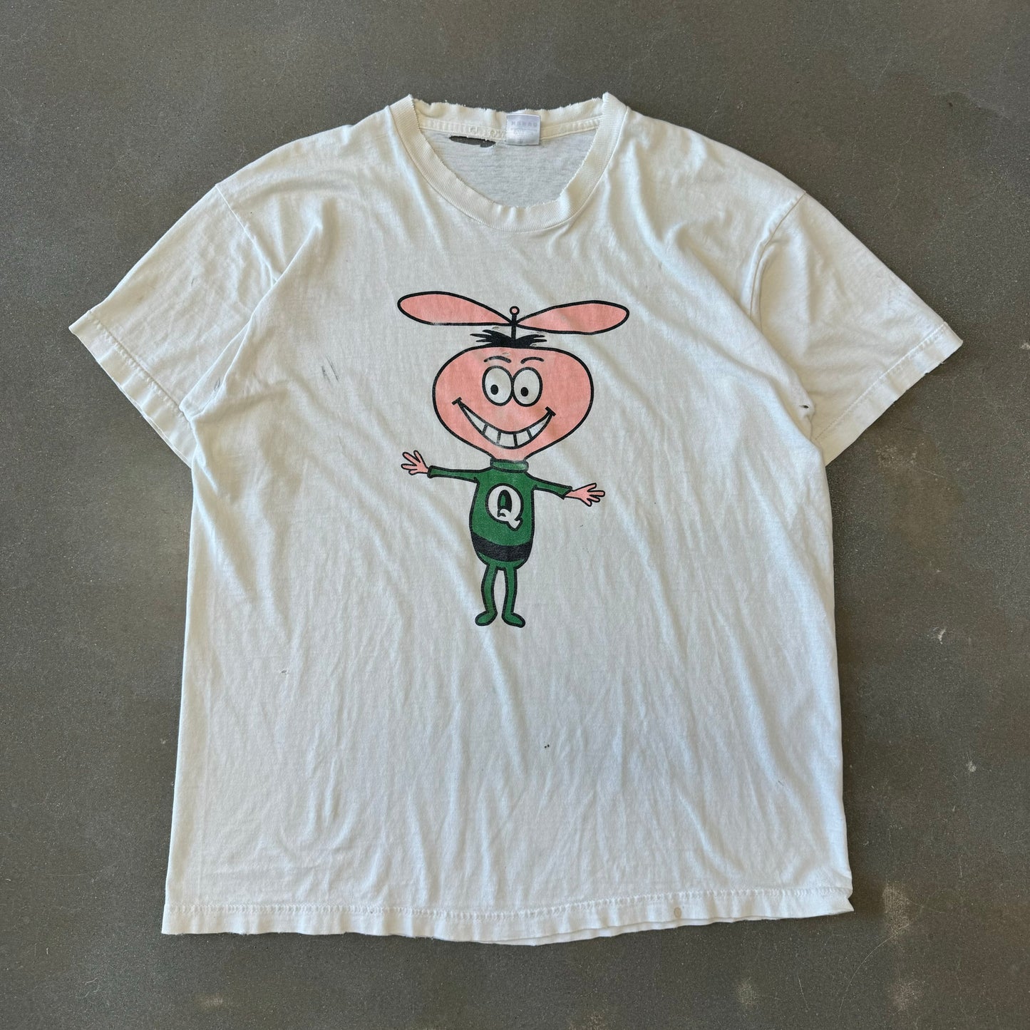 Vintage 1990s Distressed Q T-Shirt [XL]