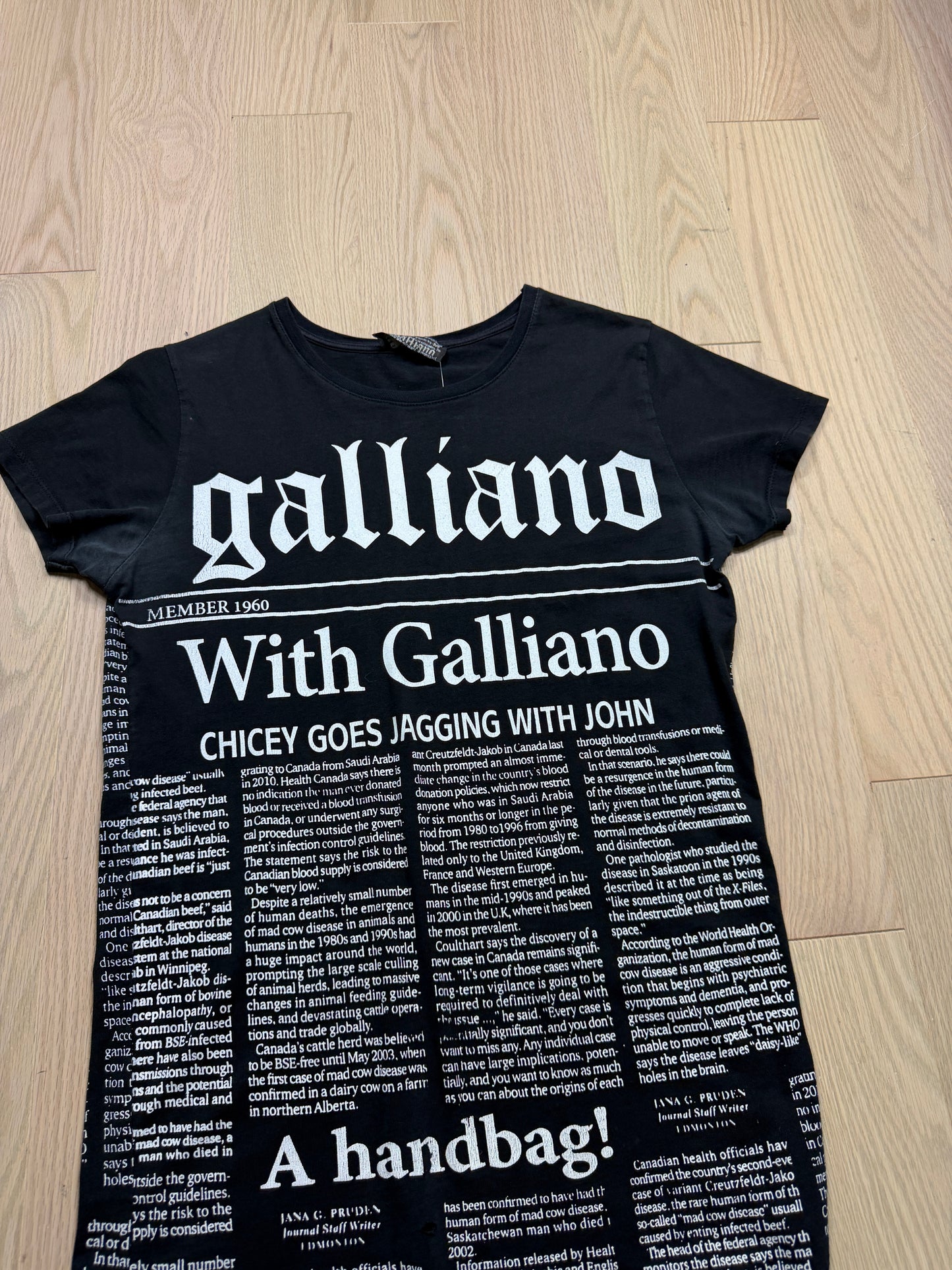 2000s Galliano Newspaper Print T-Shirt [S/M]