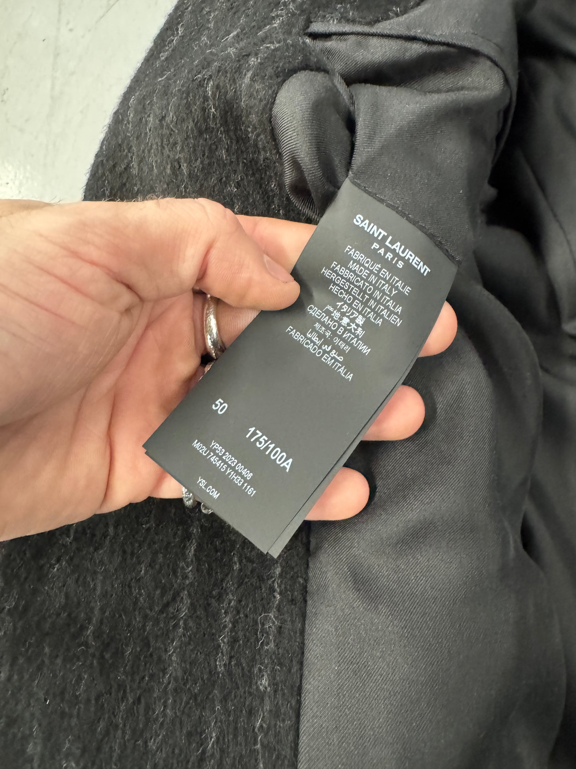 Saint Laurent 2023 Striped Wool Overcoat [50]