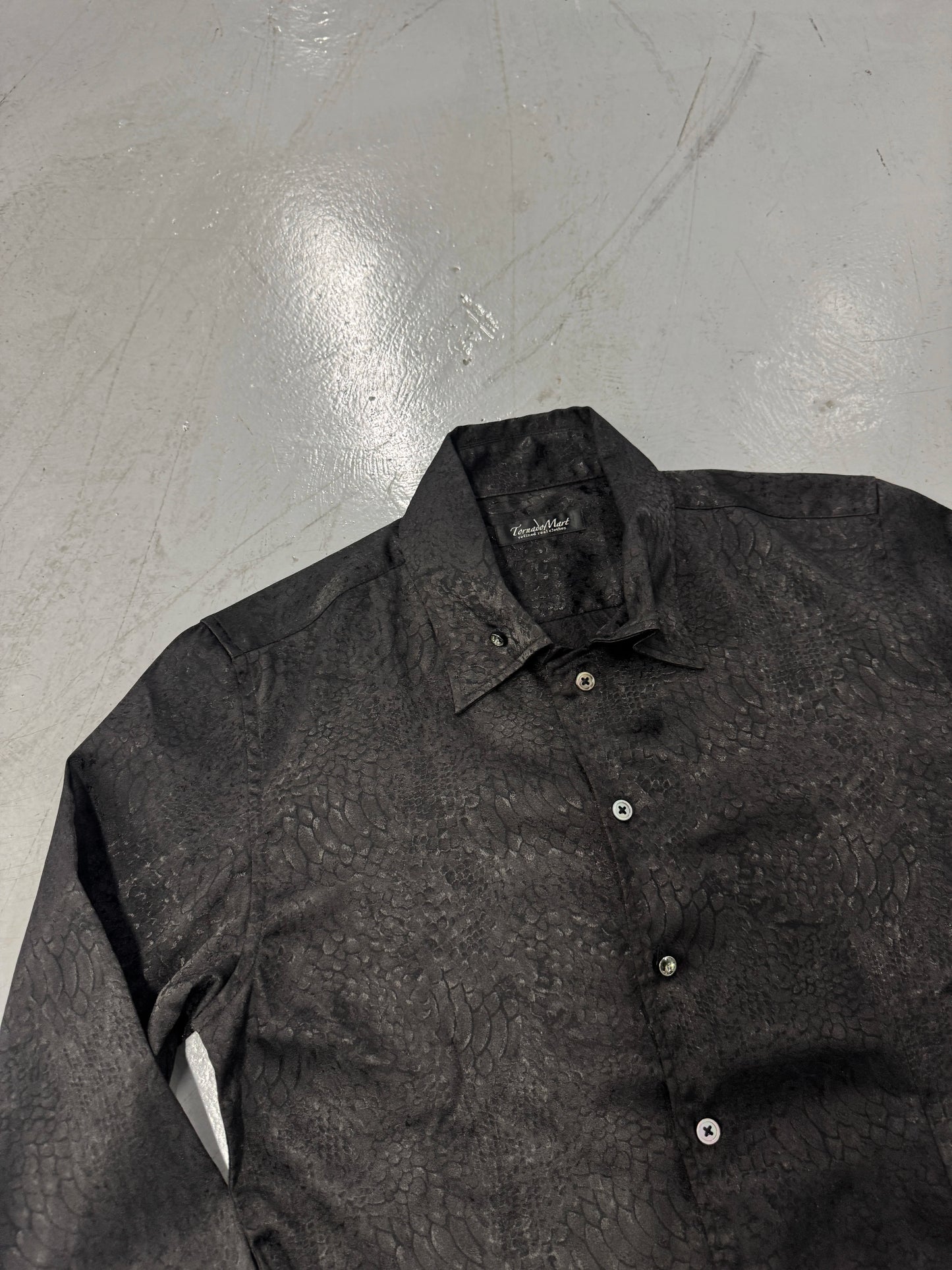 Tornado Mart Lizard Jacquard Button-Down Shirt w/ Jewel Buttons [L]