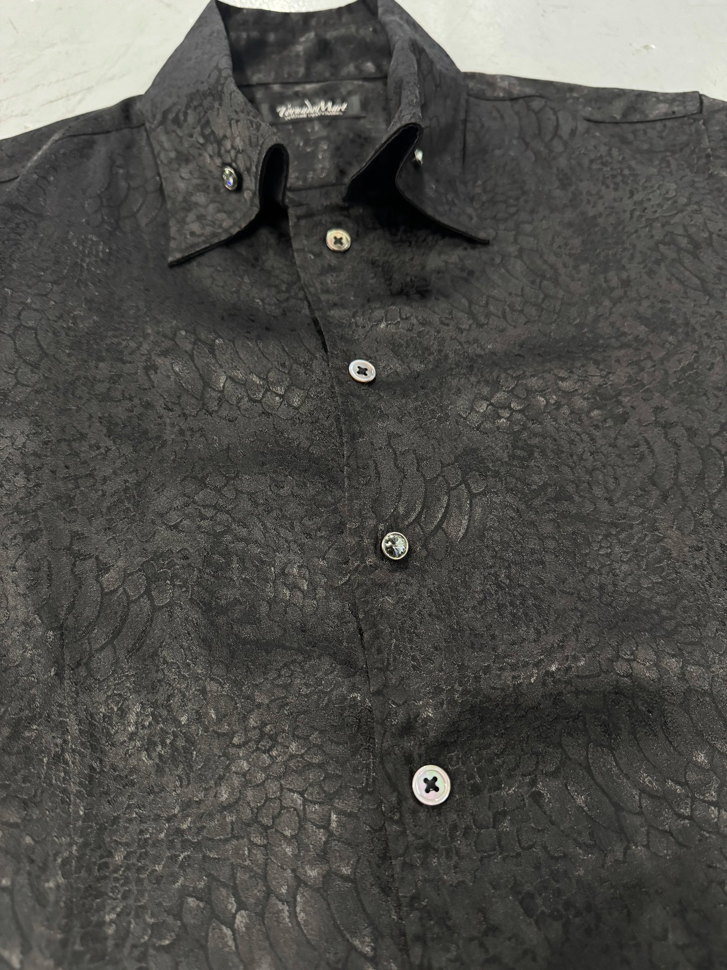 Tornado Mart Lizard Jacquard Button-Down Shirt w/ Jewel Buttons [L]