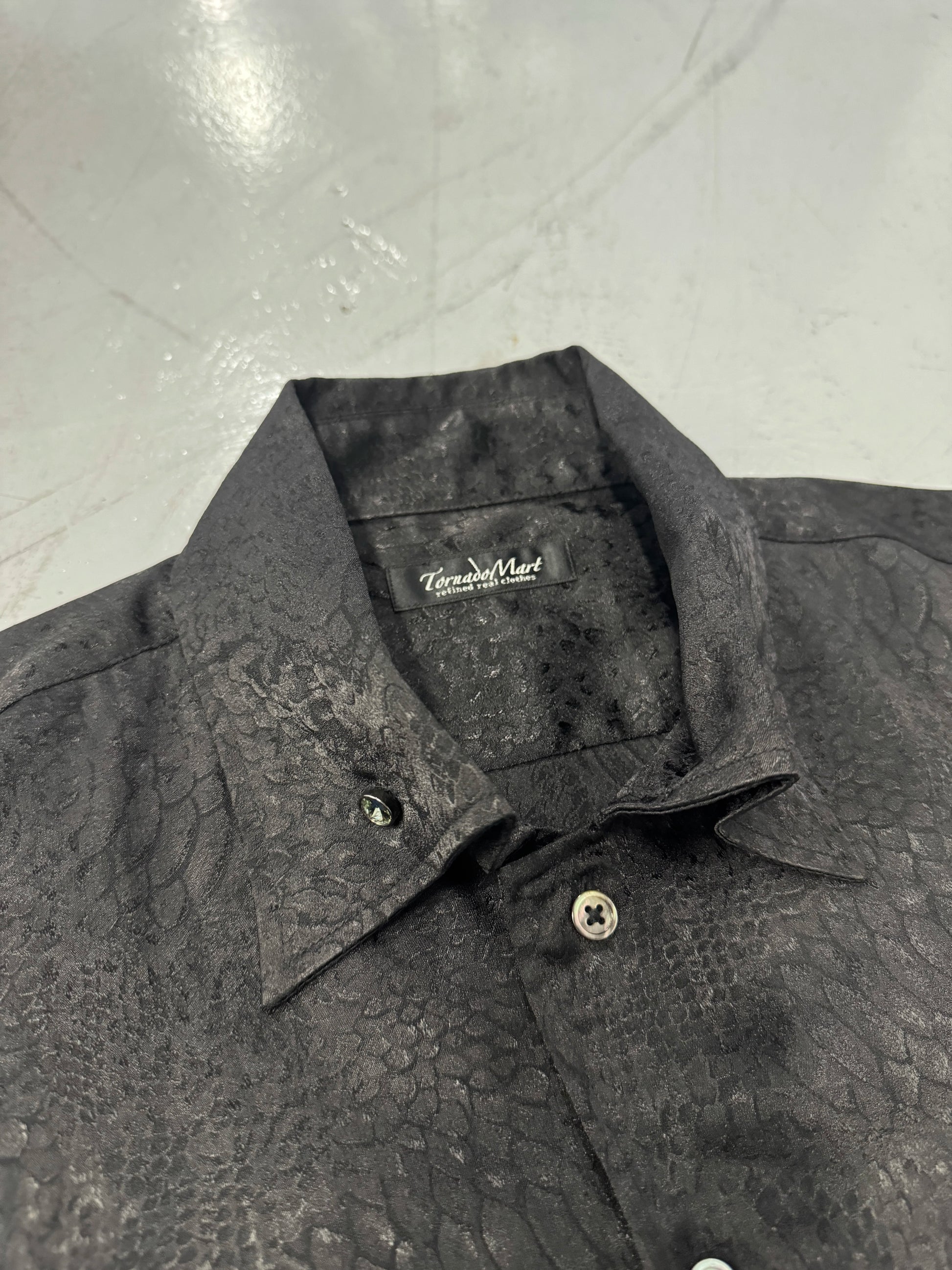 Tornado Mart Lizard Jacquard Button-Down Shirt w/ Jewel Buttons [L]