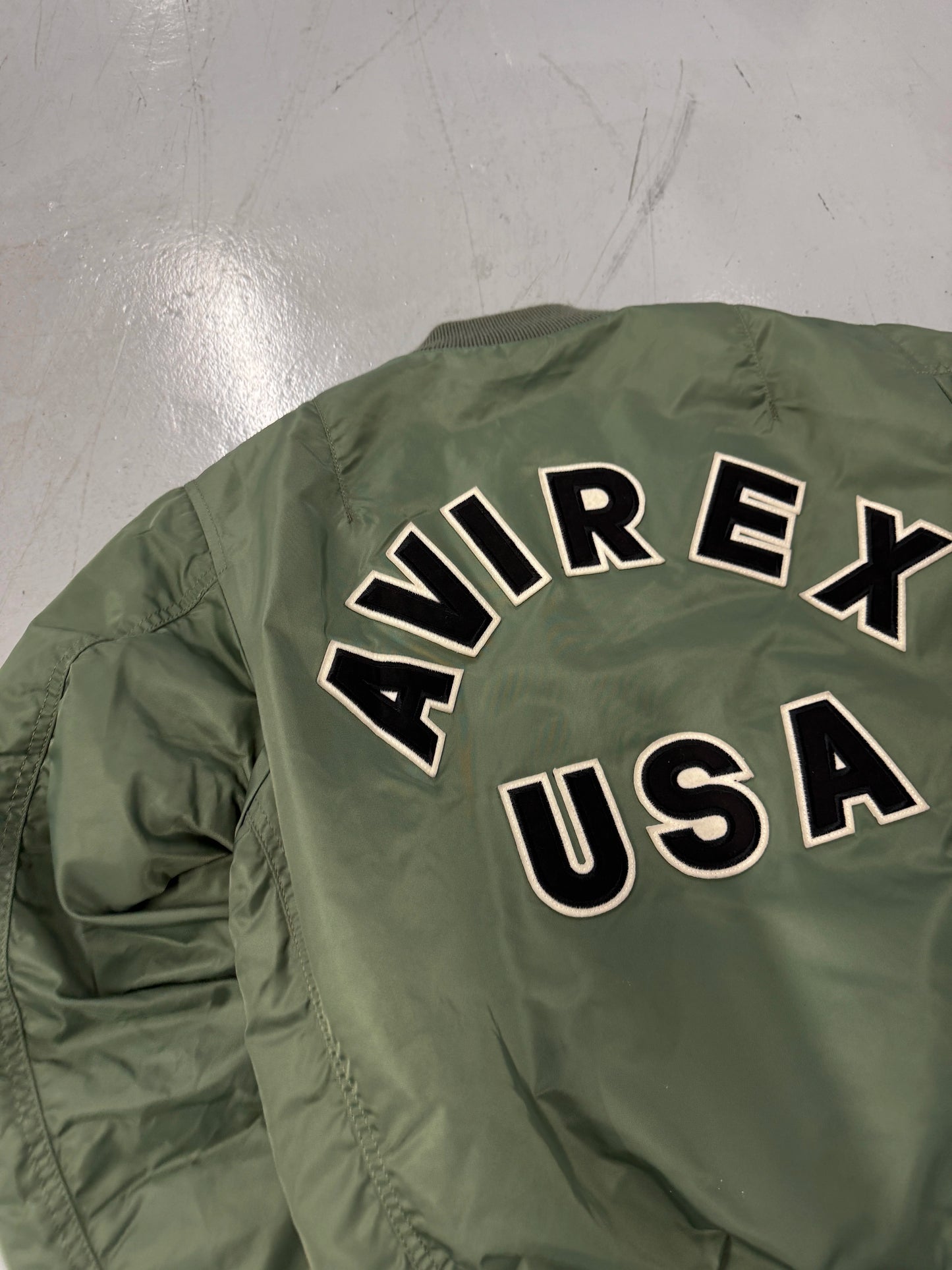 Avirex Green MA-1 Bomber Jacket with Orange Lining [S]