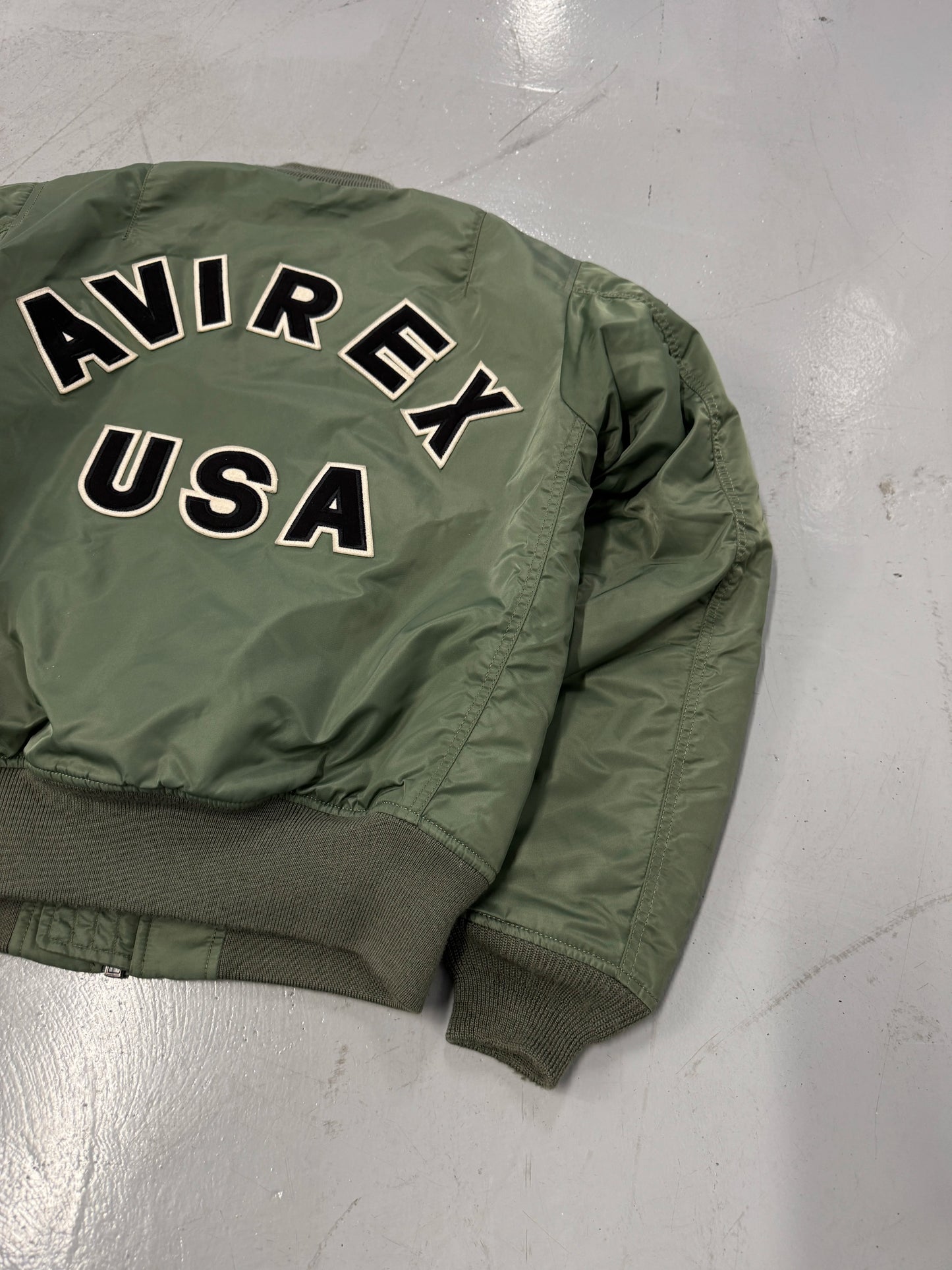 Avirex Green MA-1 Bomber Jacket with Orange Lining [S]