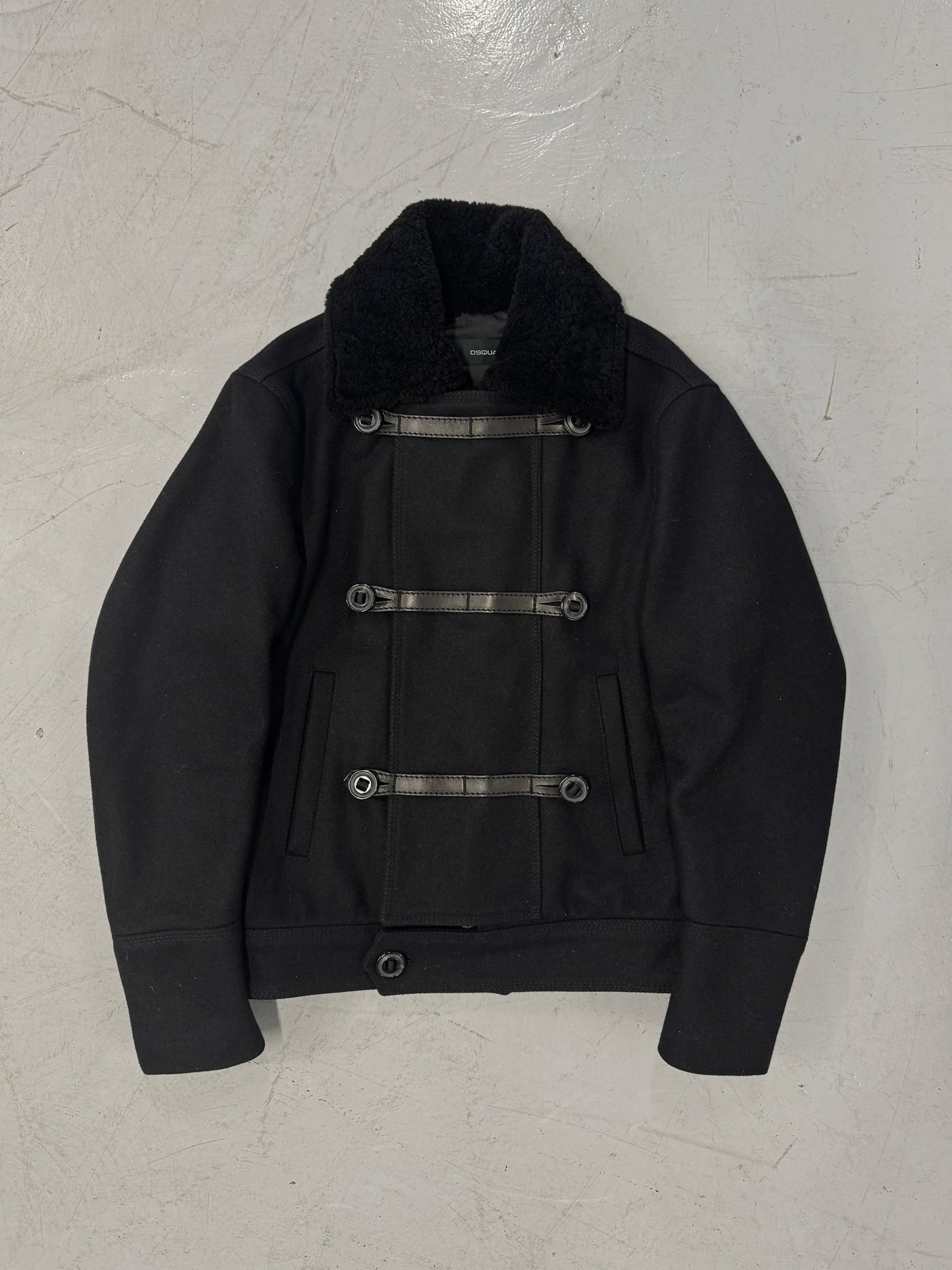 Dsquared2 Shearling Military Style Napoleon Wool Jacket