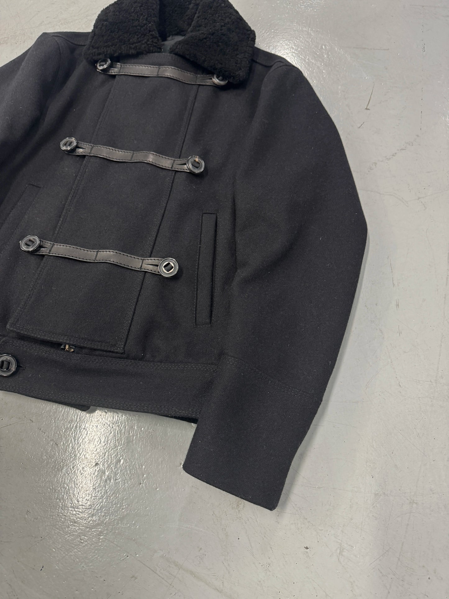 Dsquared2 Shearling Military Style Napoleon Wool Jacket