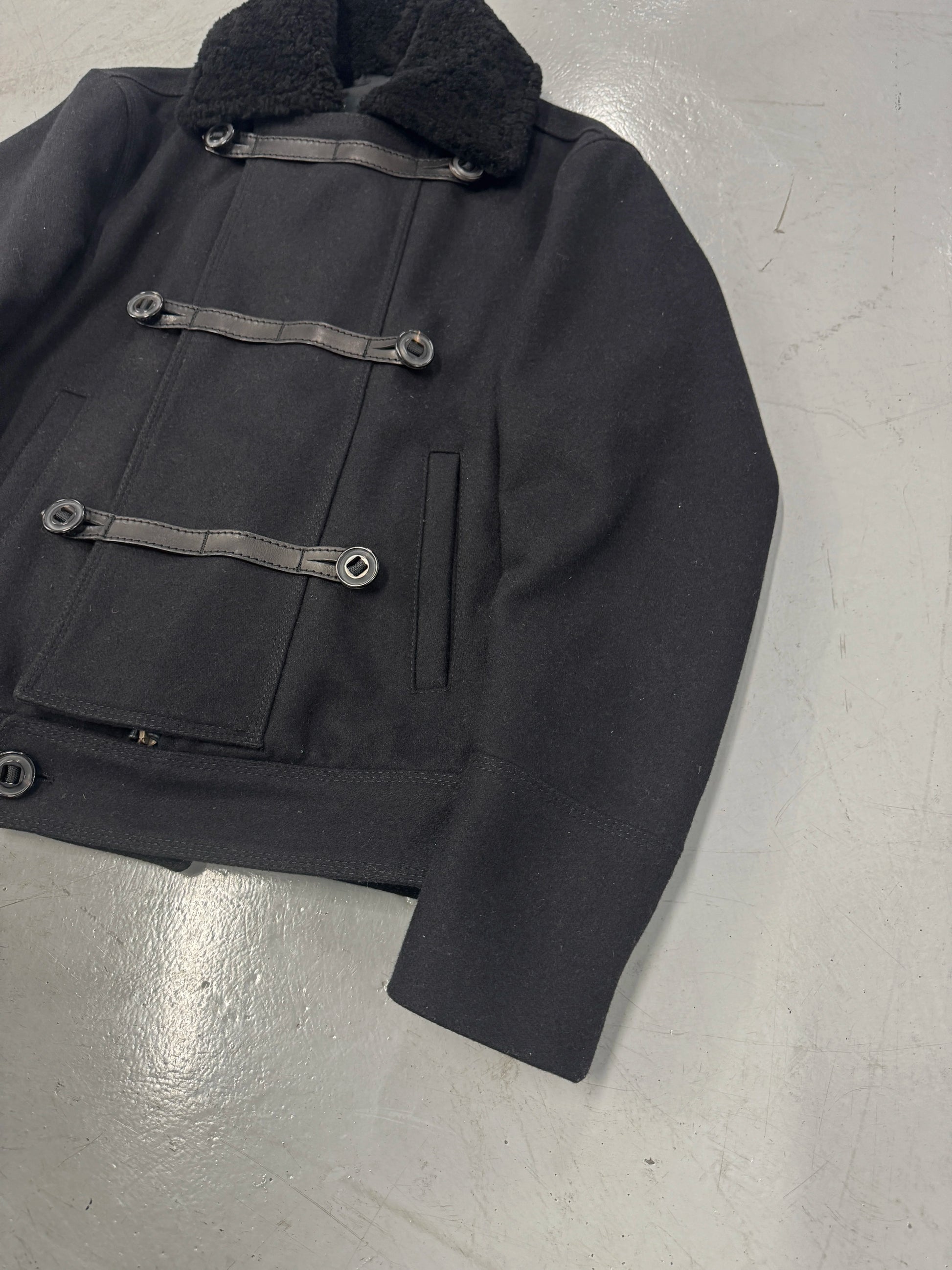 Dsquared2 Shearling Military Style Napoleon Wool Jacket