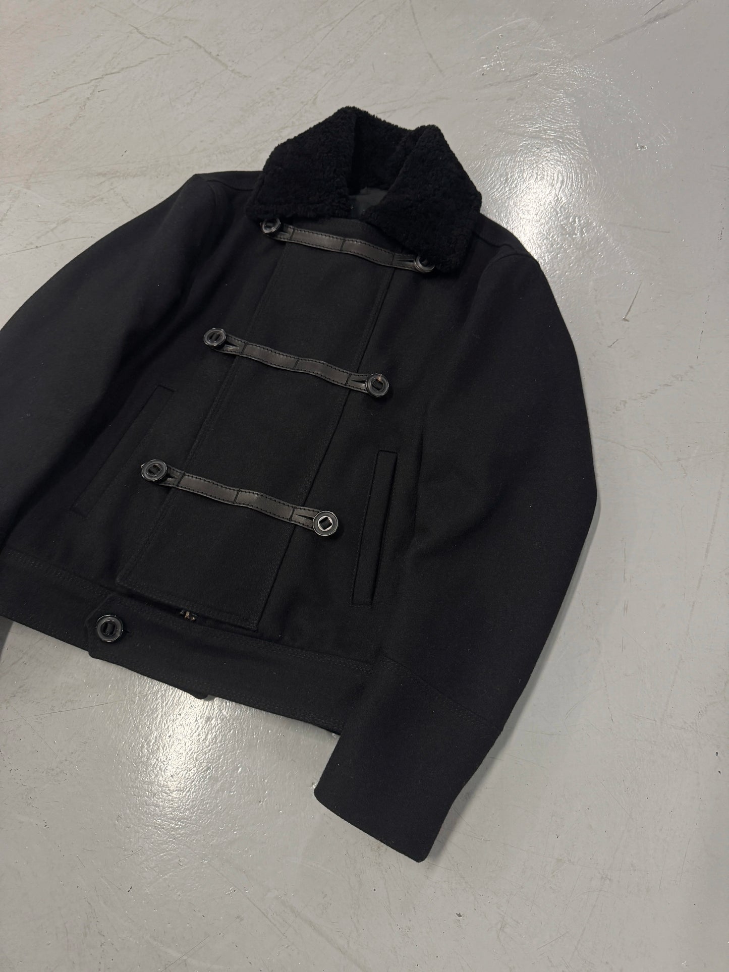 Dsquared2 Shearling Military Style Napoleon Wool Jacket