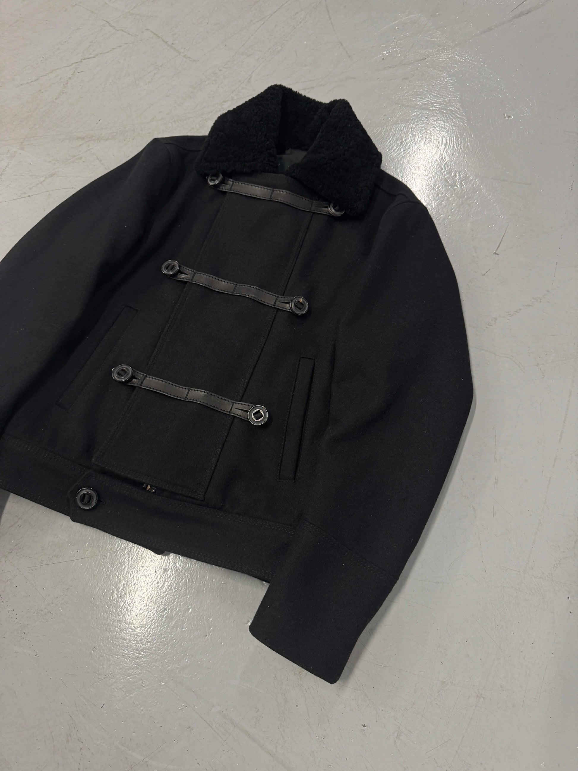 Dsquared2 Shearling Military Style Napoleon Wool Jacket