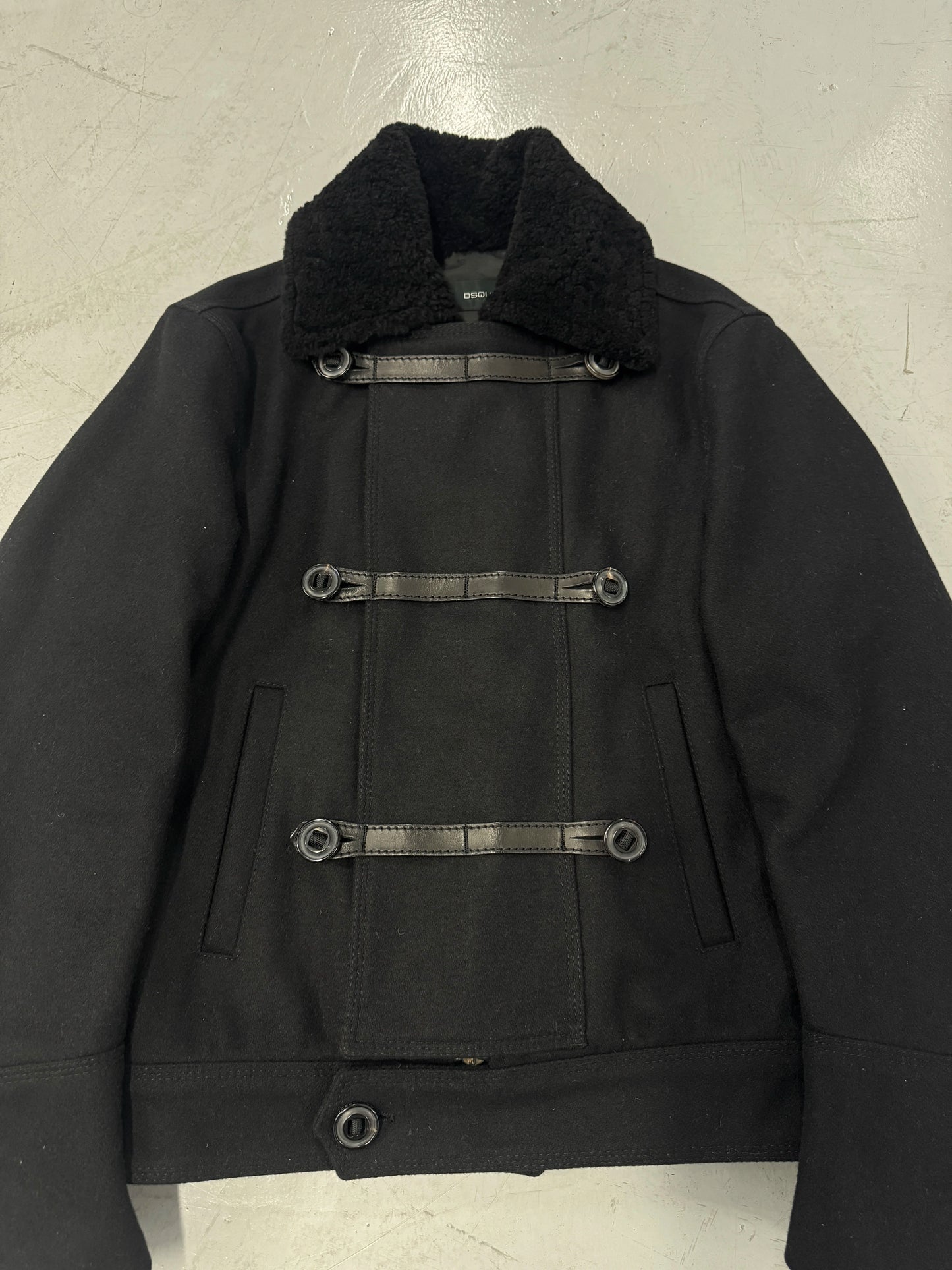 Dsquared2 Shearling Military Style Napoleon Wool Jacket