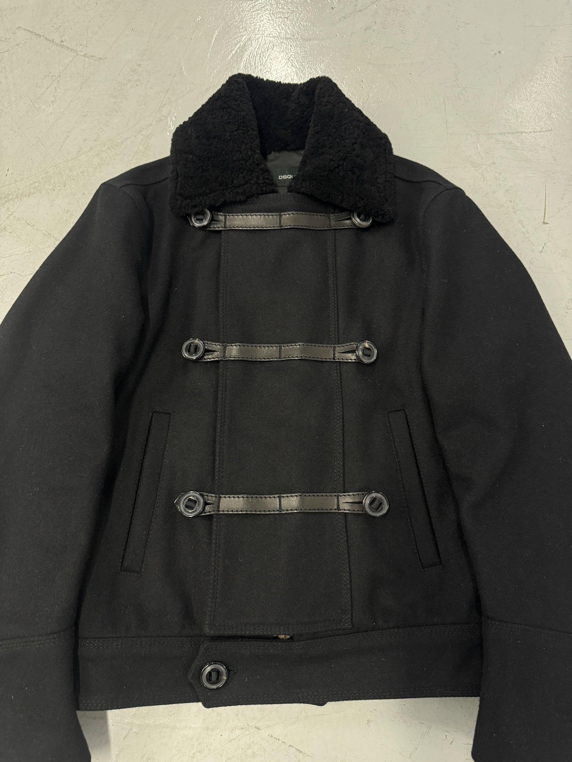 Dsquared2 Shearling Military Style Napoleon Wool Jacket