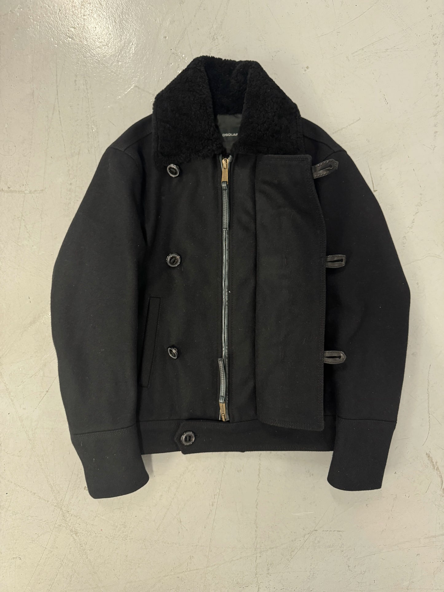 Dsquared2 Shearling Military Style Napoleon Wool Jacket