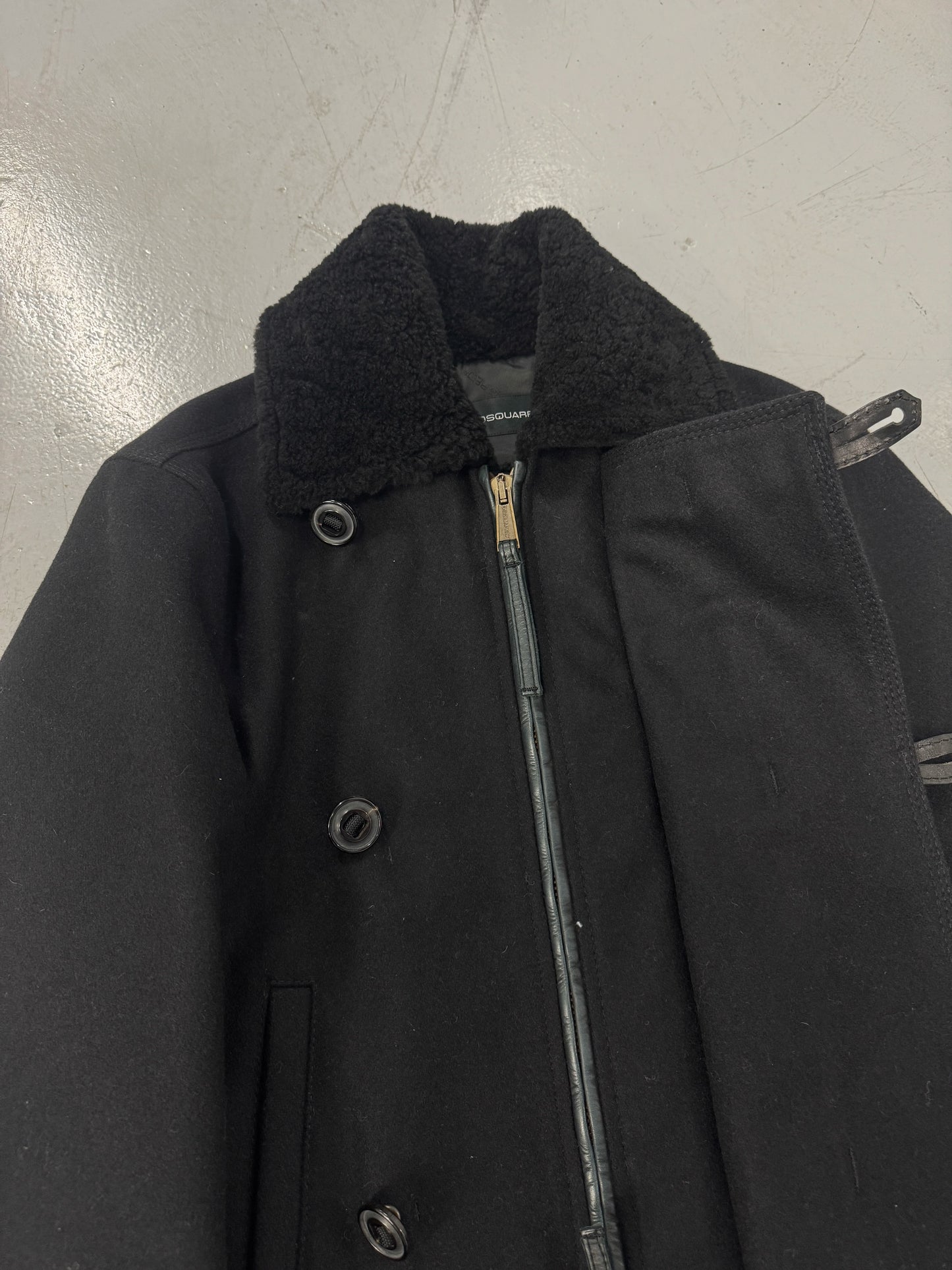 Dsquared2 Shearling Military Style Napoleon Wool Jacket