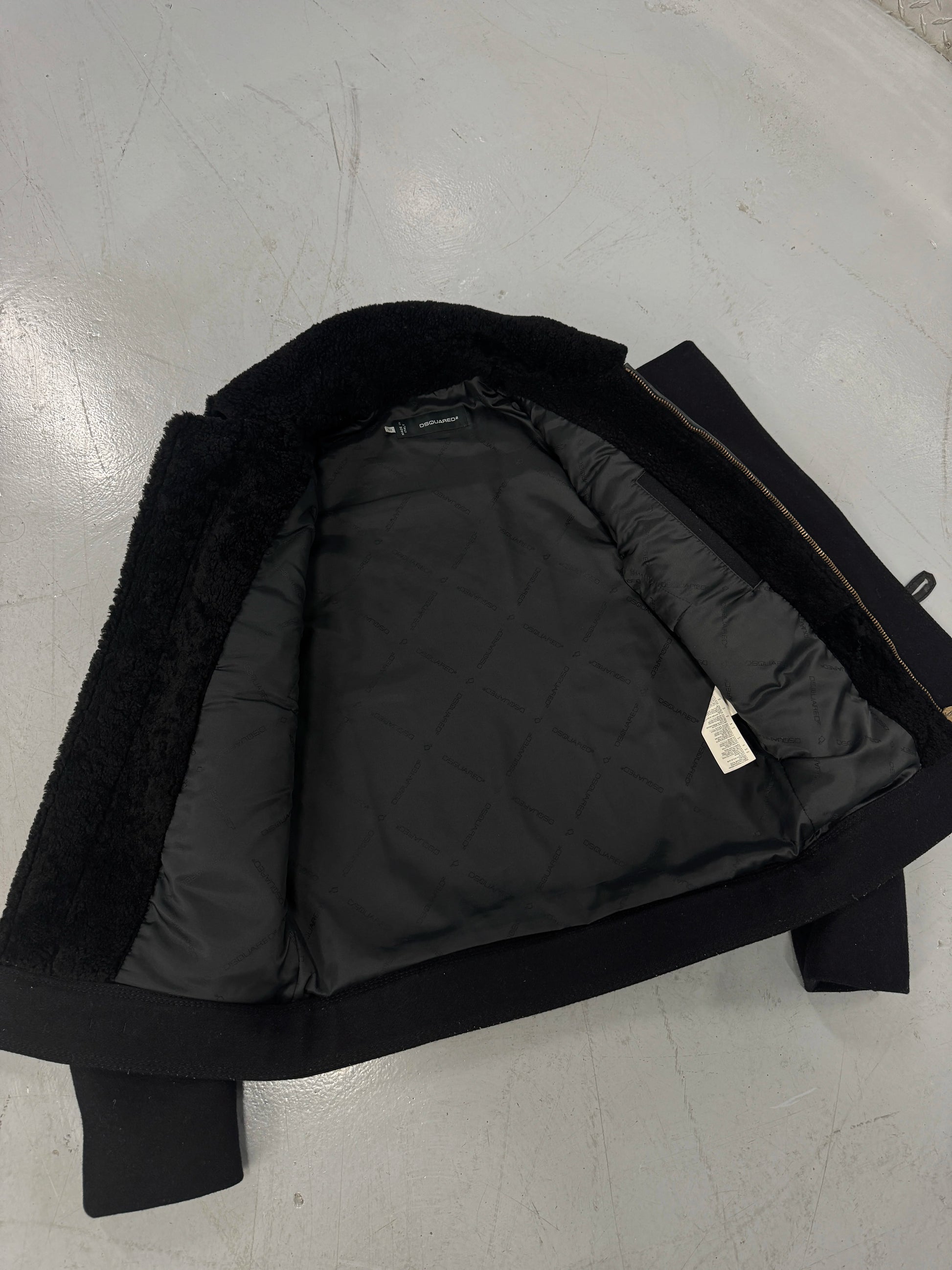 Dsquared2 Shearling Military Style Napoleon Wool Jacket