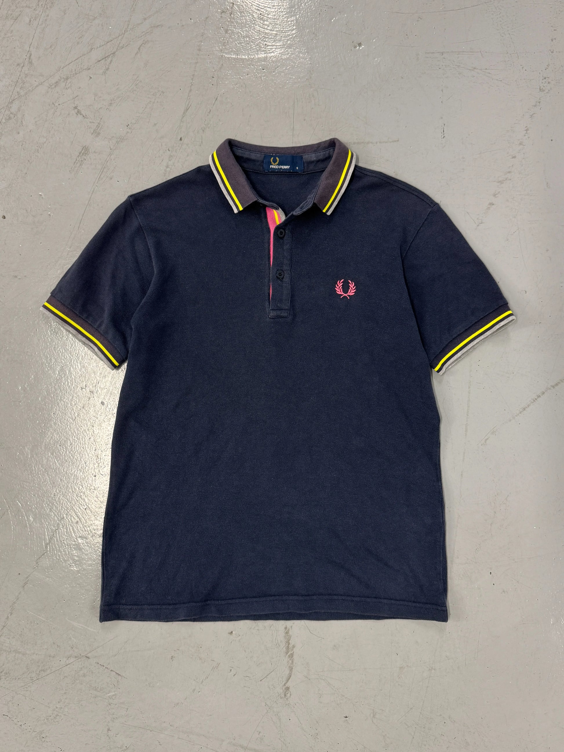 2000s Fred Perry Navy/Pink Polo Shirt [S]