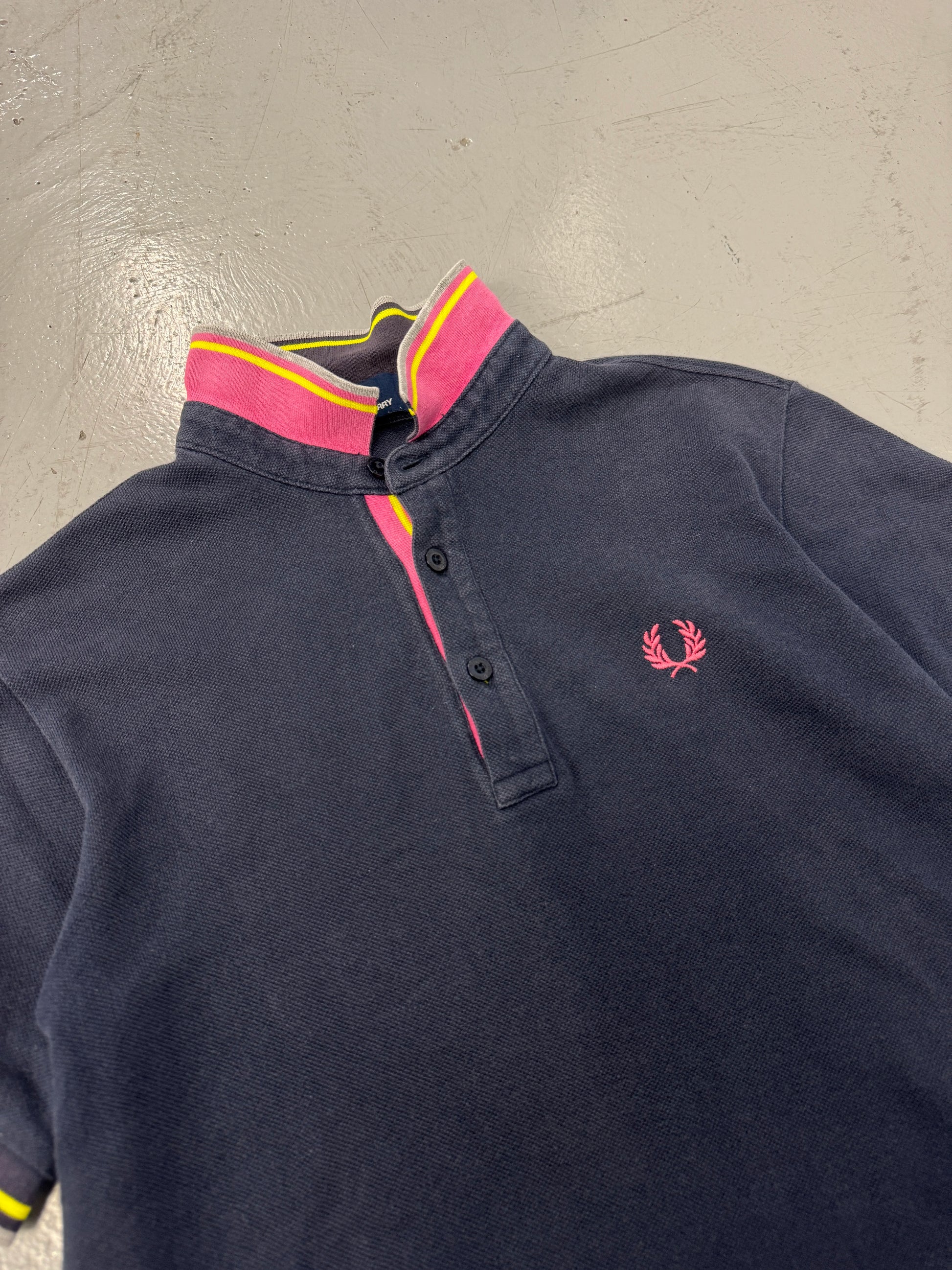 2000s Fred Perry Navy/Pink Polo Shirt [S]