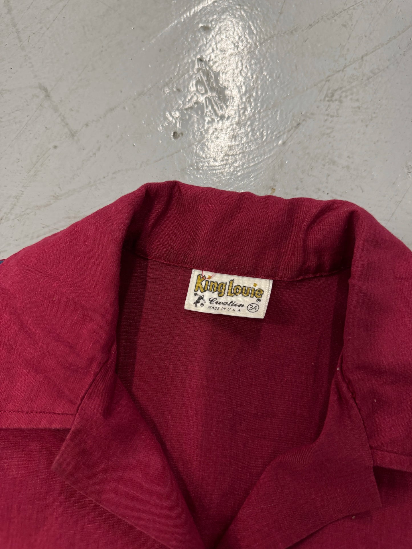1960s King Louie Red Chainstitch Bowling Shirt "Mary Mudgett" [XS]