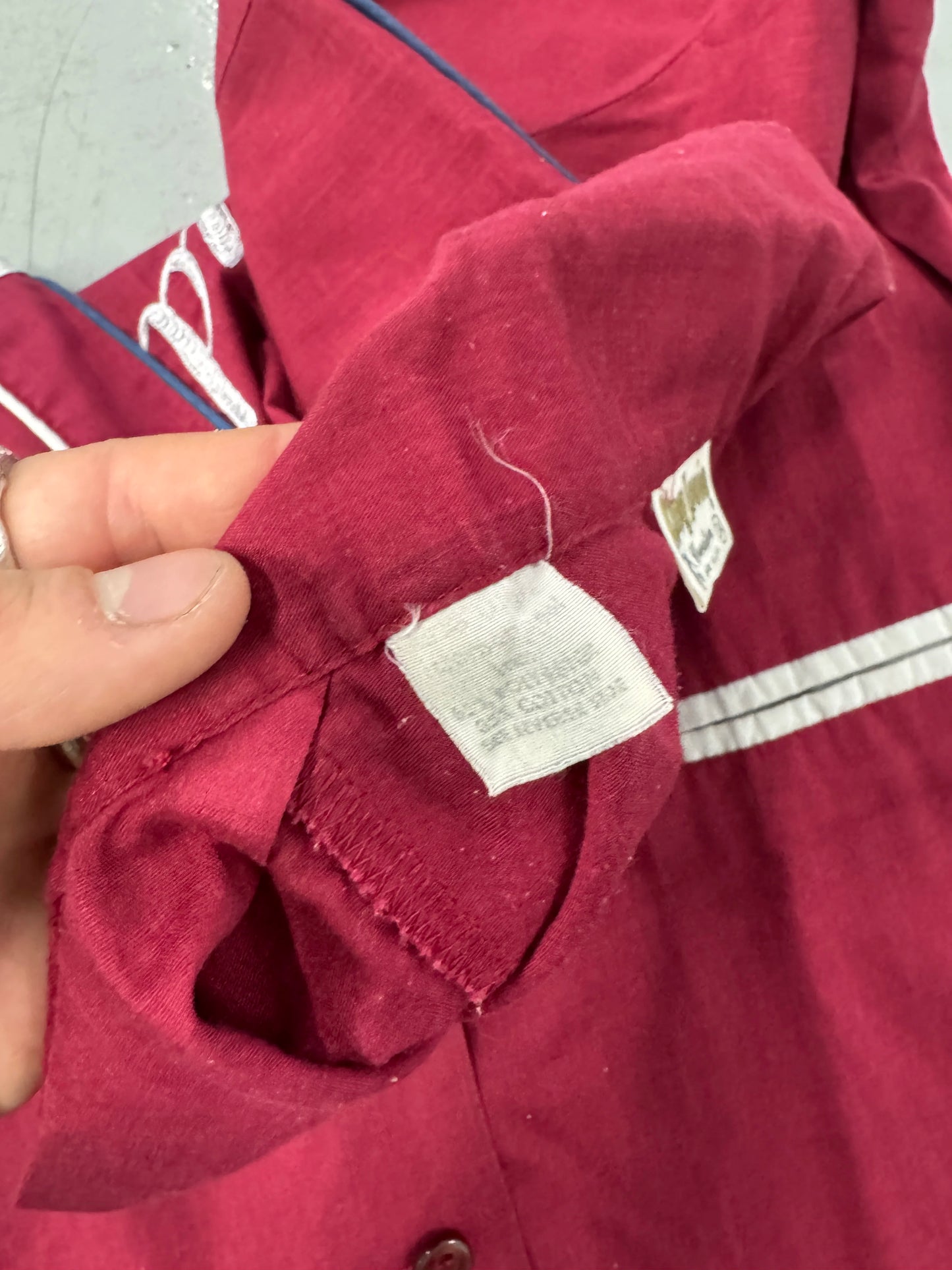 1960s King Louie Red Chainstitch Bowling Shirt "Mary Mudgett" [XS]