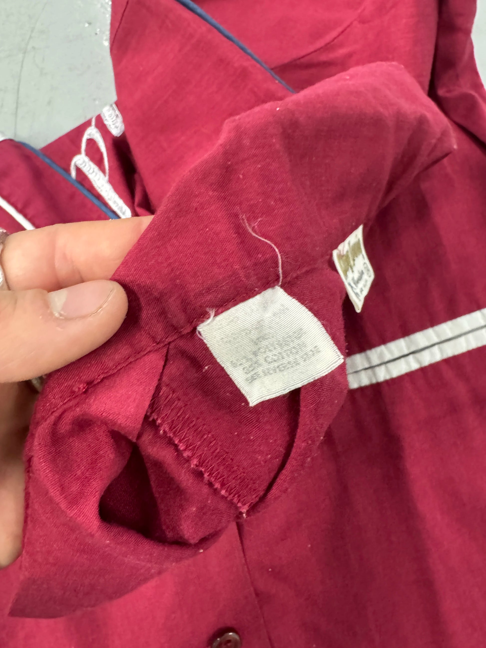 1960s King Louie Red Chainstitch Bowling Shirt "Mary Mudgett" [XS]