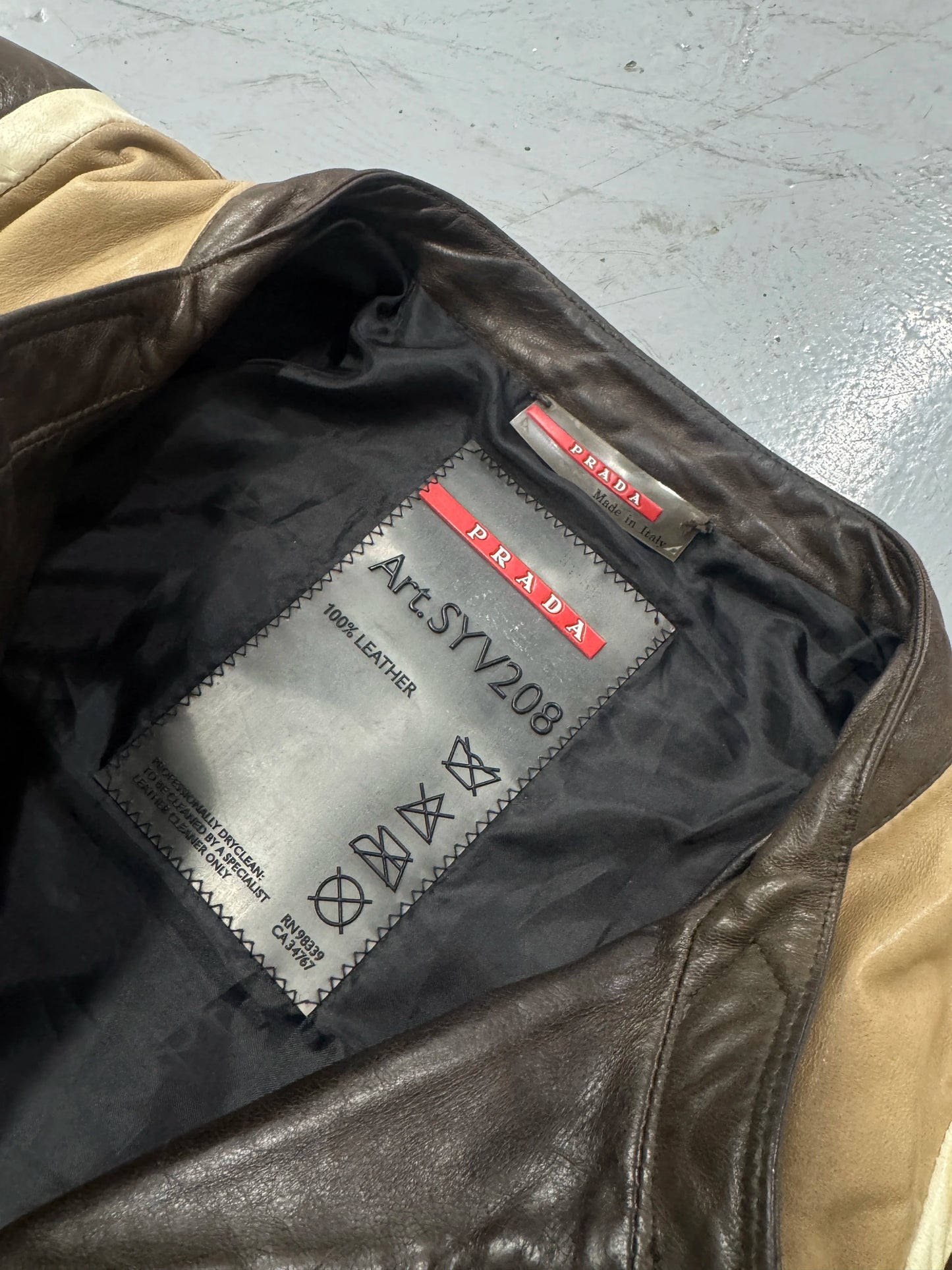 AW2007 Prada Brown Racer Biker Leather Jacket [L]