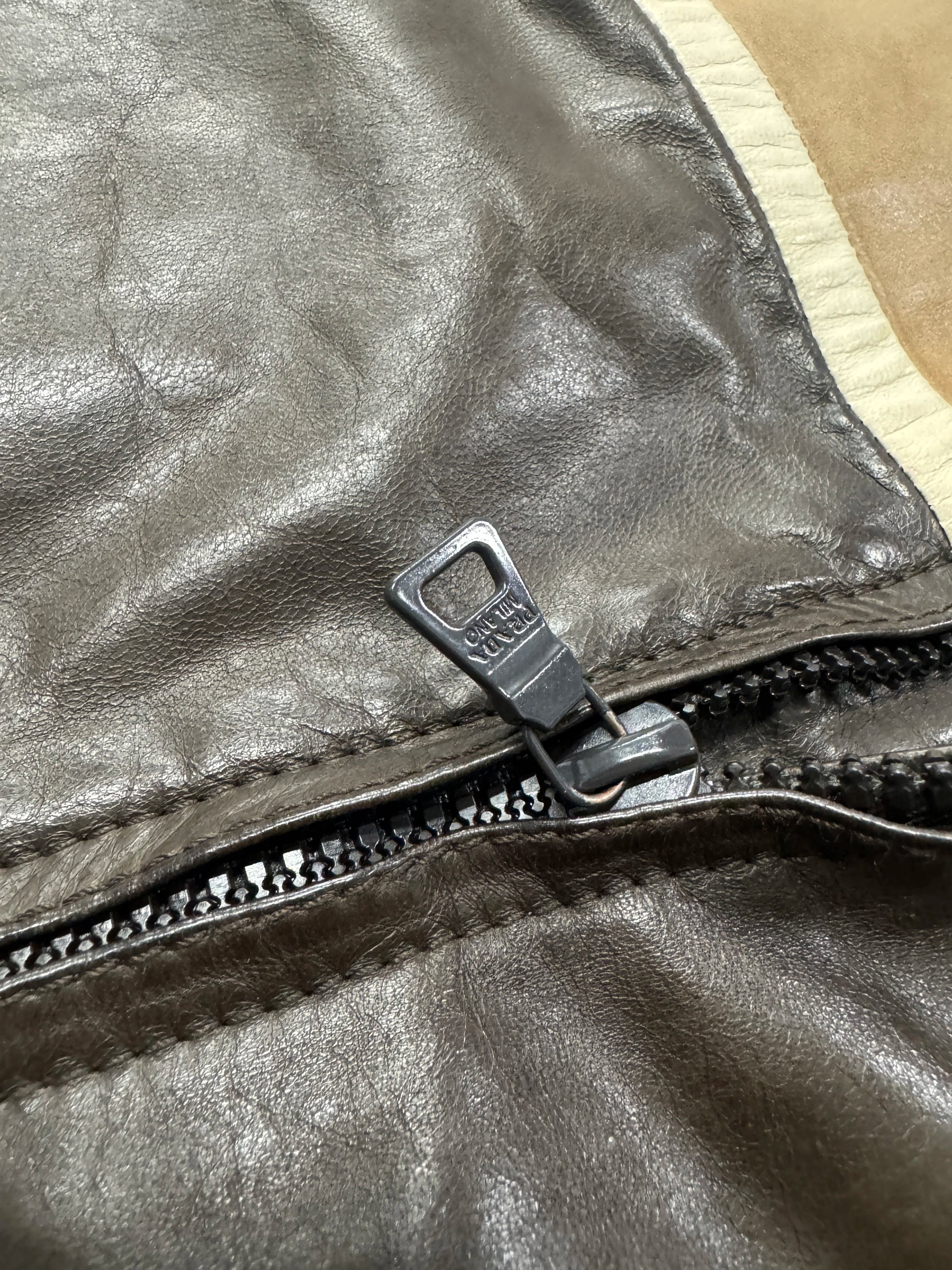 AW2007 Prada Brown Racer Biker Leather Jacket [L]