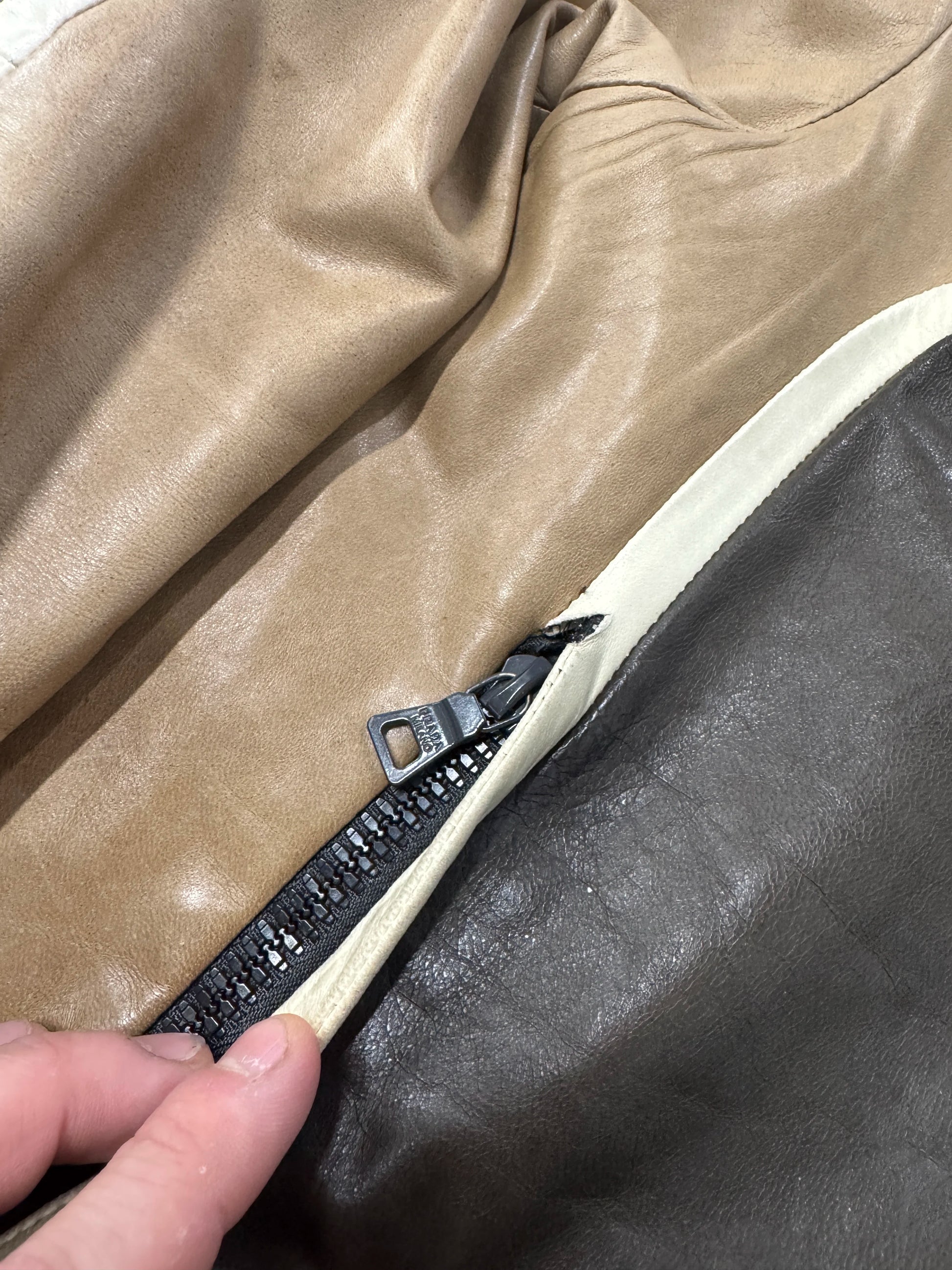 AW2007 Prada Brown Racer Biker Leather Jacket [L]