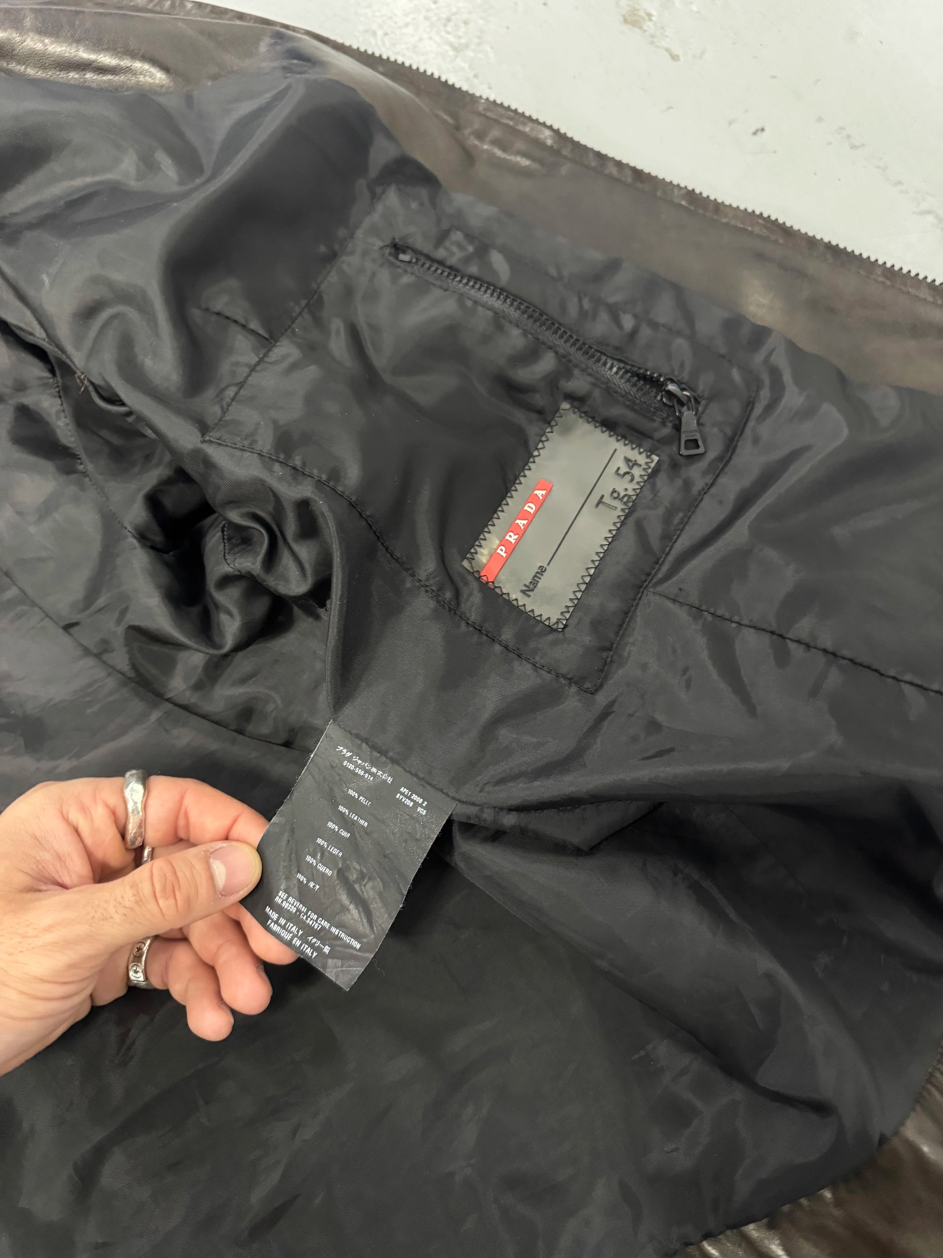 AW2007 Prada Brown Racer Biker Leather Jacket [L]