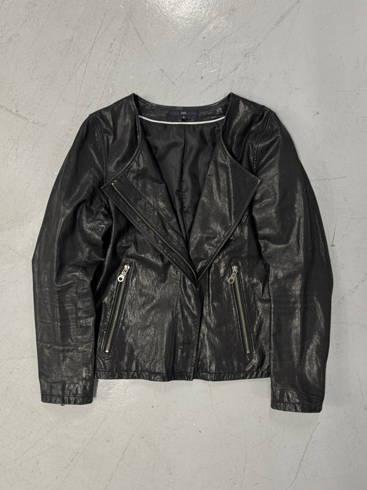 I.A.F. Sheepskin Leather Asymmetrical Zip Moto Jacket [3]
