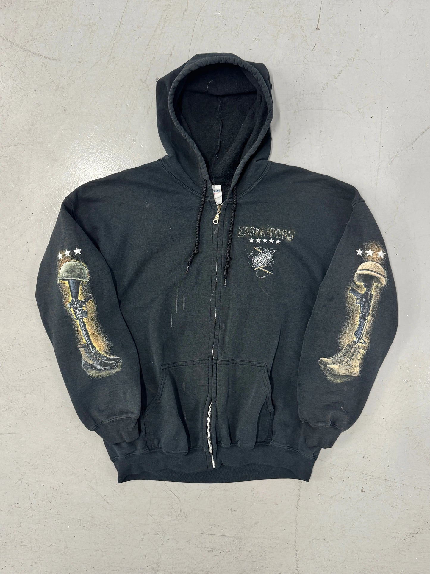 2000s Army/Battlefield Graphic Zip-Up Hoodie [XL]
