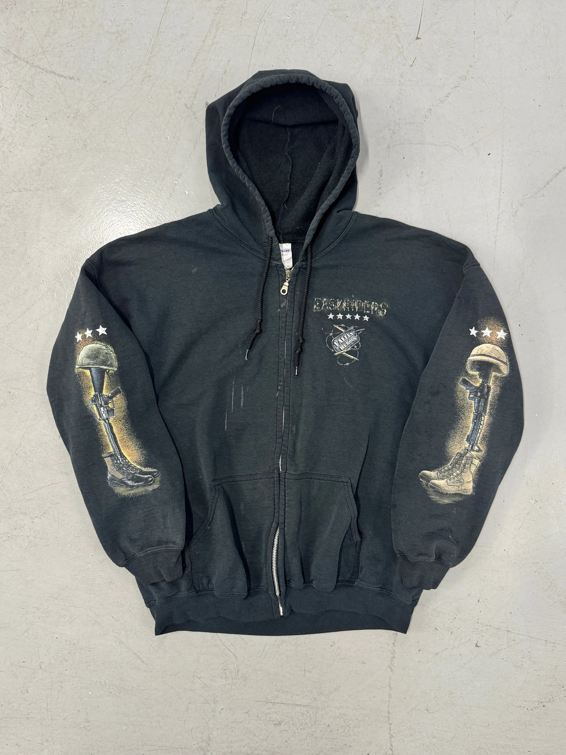 2000s Army/Battlefield Graphic Zip-Up Hoodie [XL]