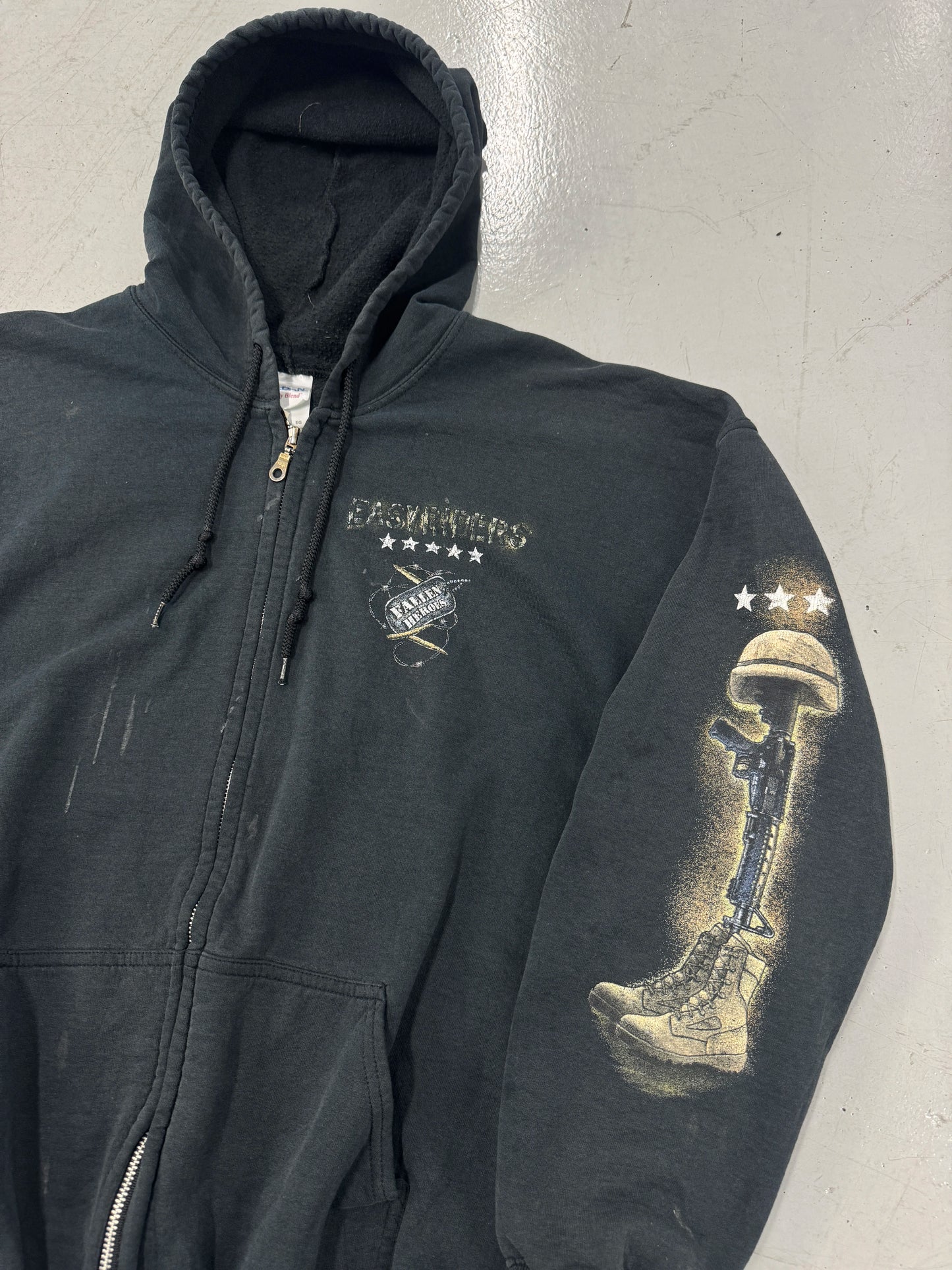 2000s Army/Battlefield Graphic Zip-Up Hoodie [XL]