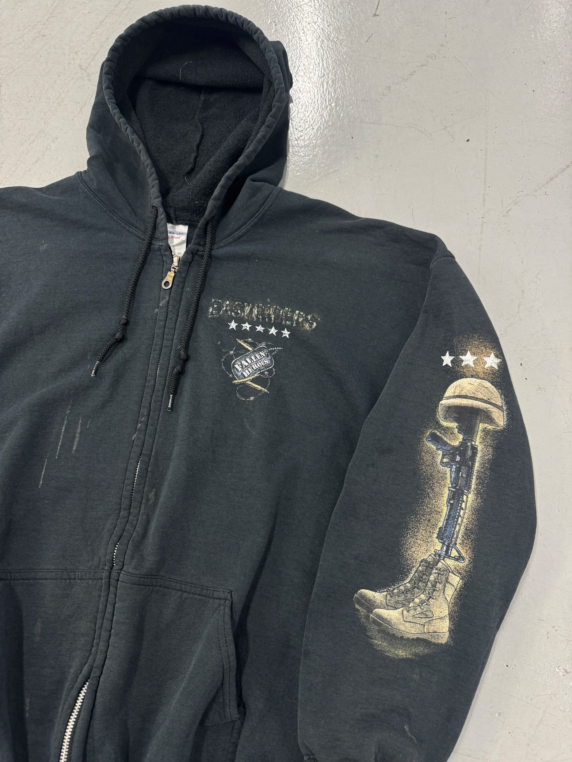 2000s Army/Battlefield Graphic Zip-Up Hoodie [XL]