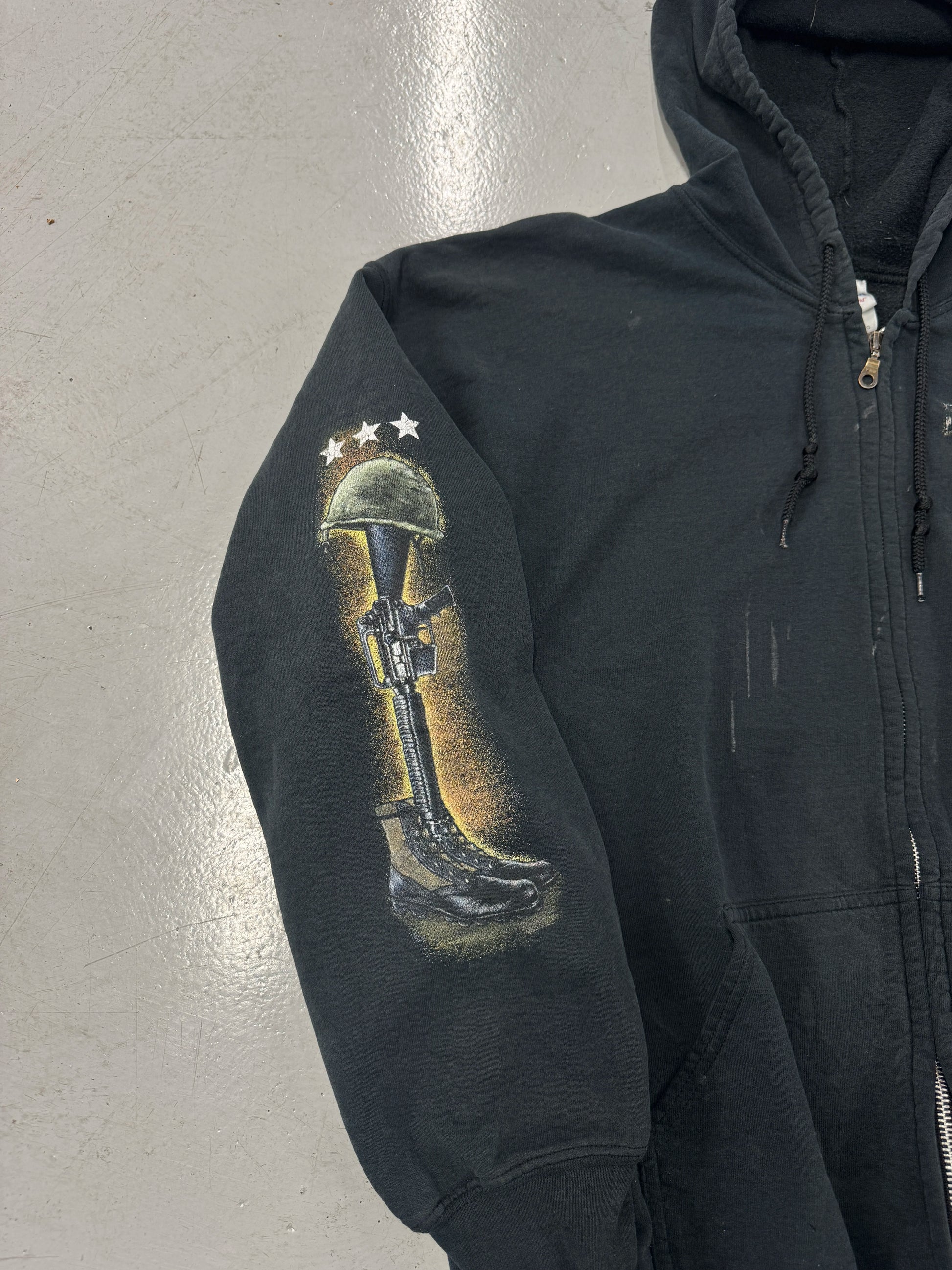 2000s Army/Battlefield Graphic Zip-Up Hoodie [XL]