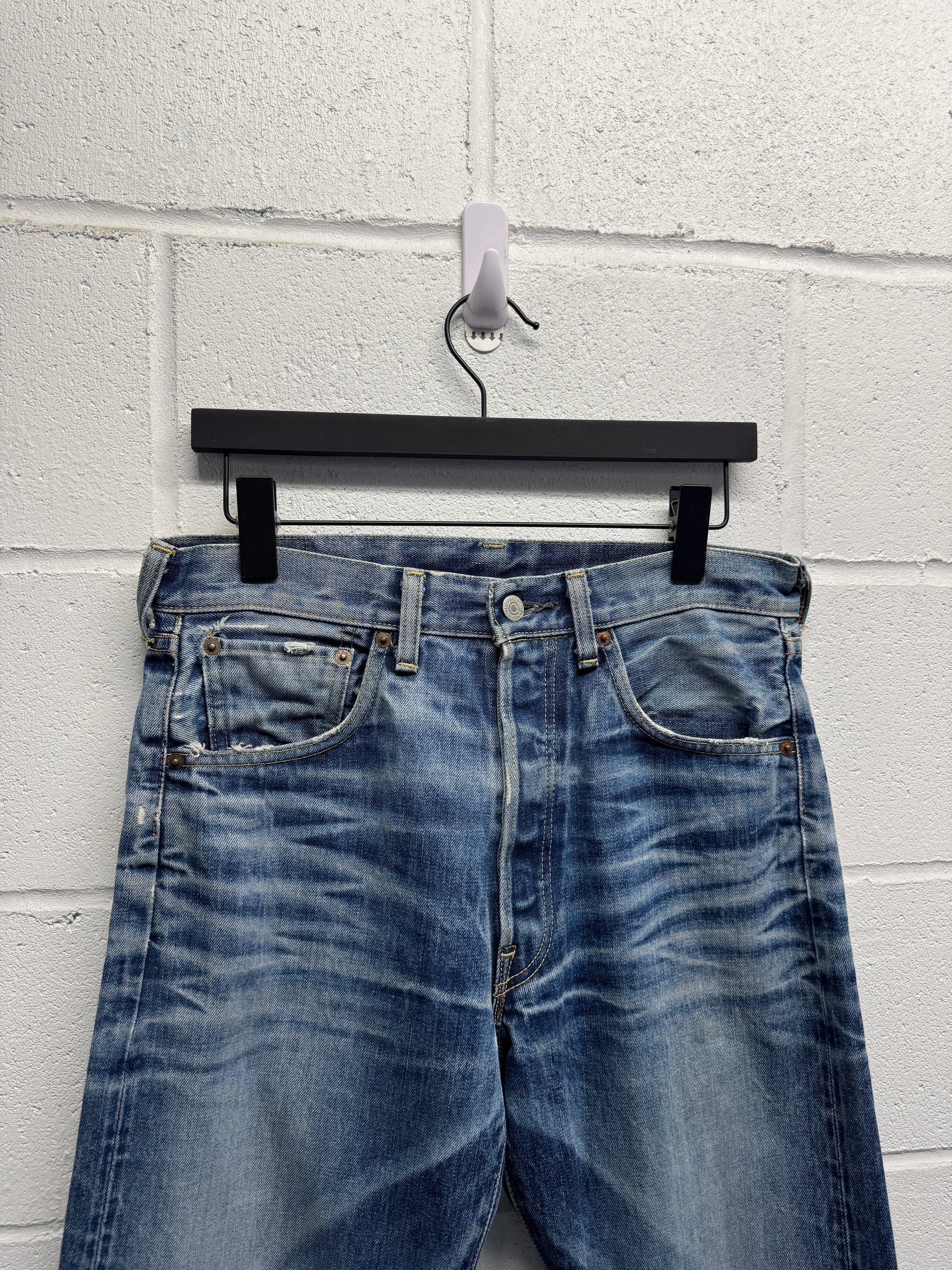 Vintage Levi’s 66501 Big E Red Line Japanese Selvedge Faded Jeans [34]