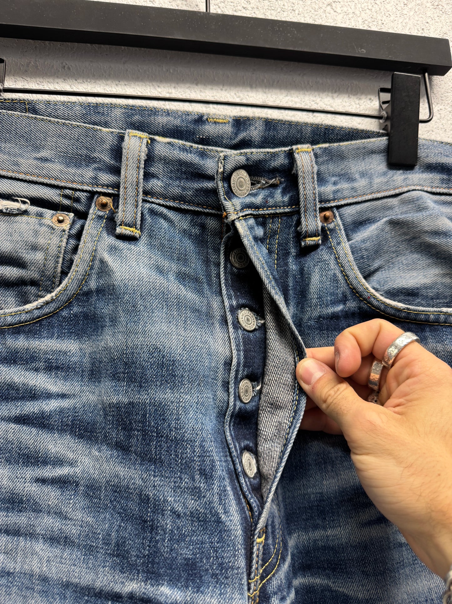 Vintage Levi’s 66501 Big E Red Line Japanese Selvedge Faded Jeans [34]