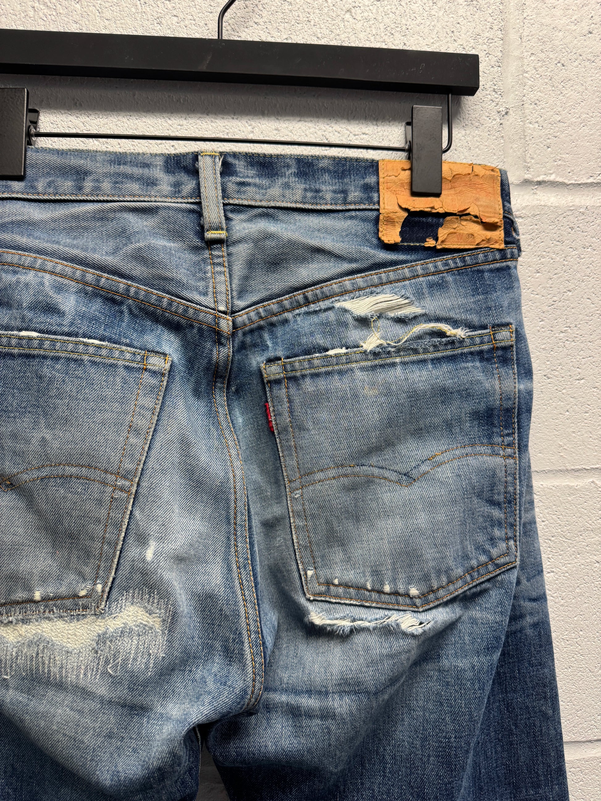Vintage Levi’s 66501 Big E Red Line Japanese Selvedge Faded Jeans [34]