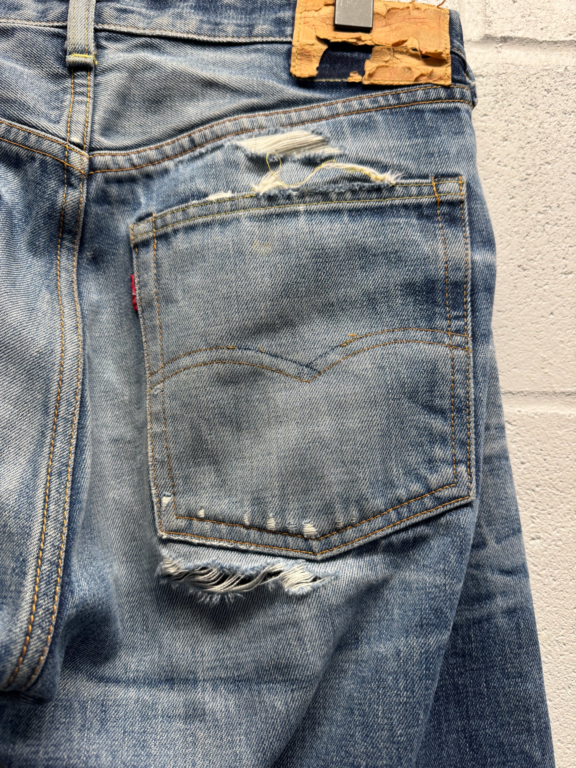 Vintage Levi’s 66501 Big E Red Line Japanese Selvedge Faded Jeans [34]