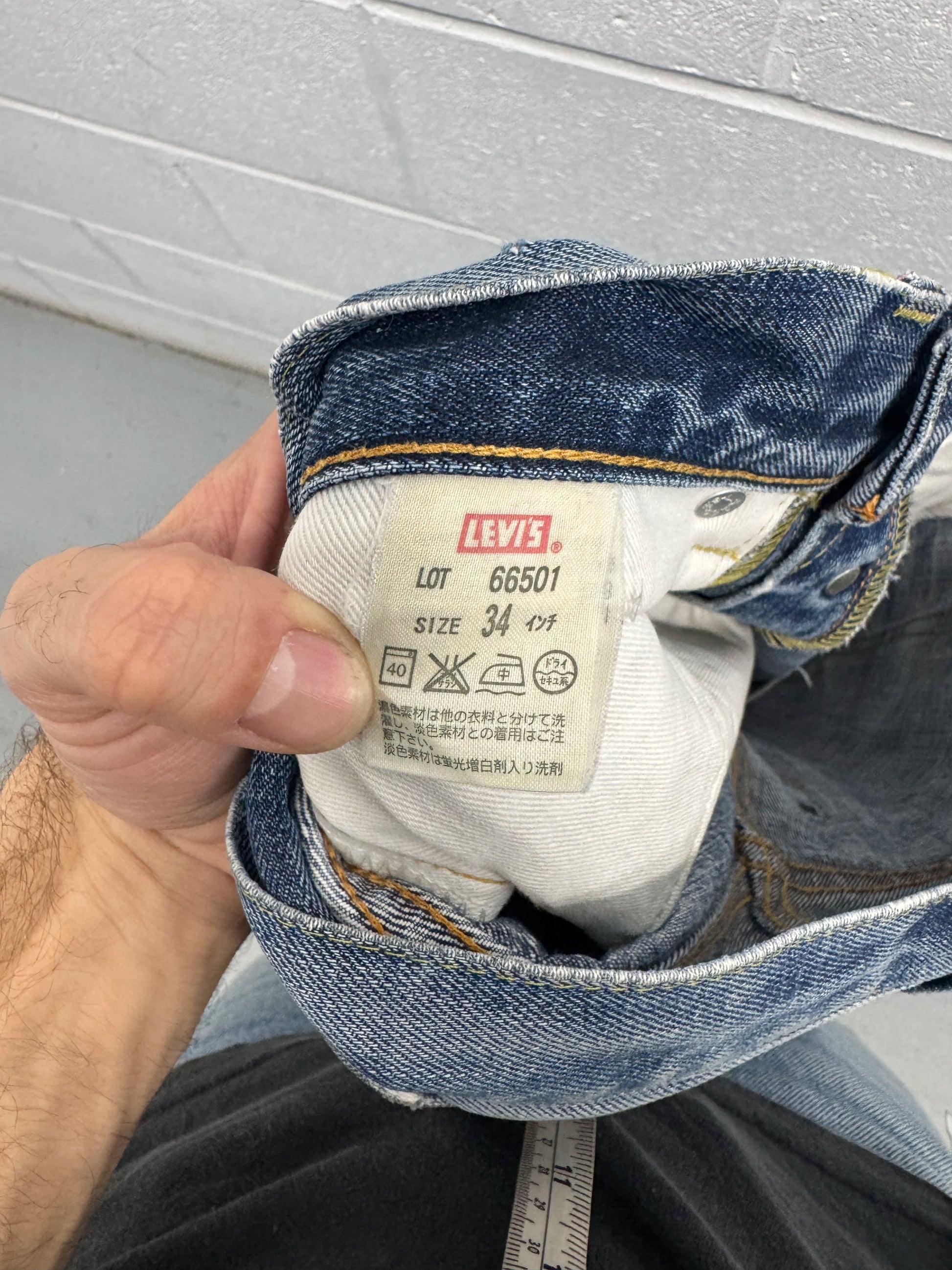 Vintage Levi’s 66501 Big E Red Line Japanese Selvedge Faded Jeans [34]