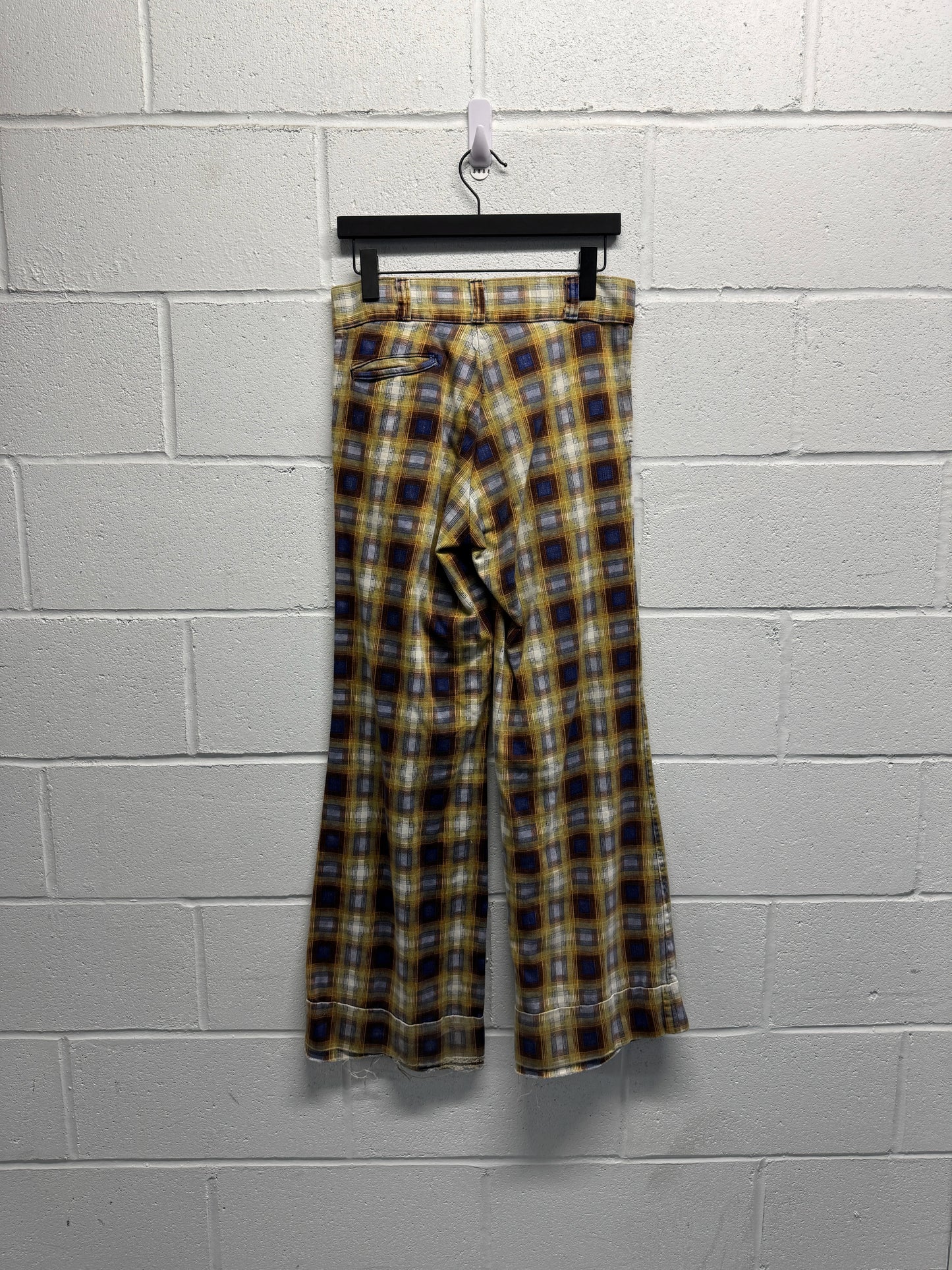 1970s Plaid Flared Talon Zippers Trousers [30]