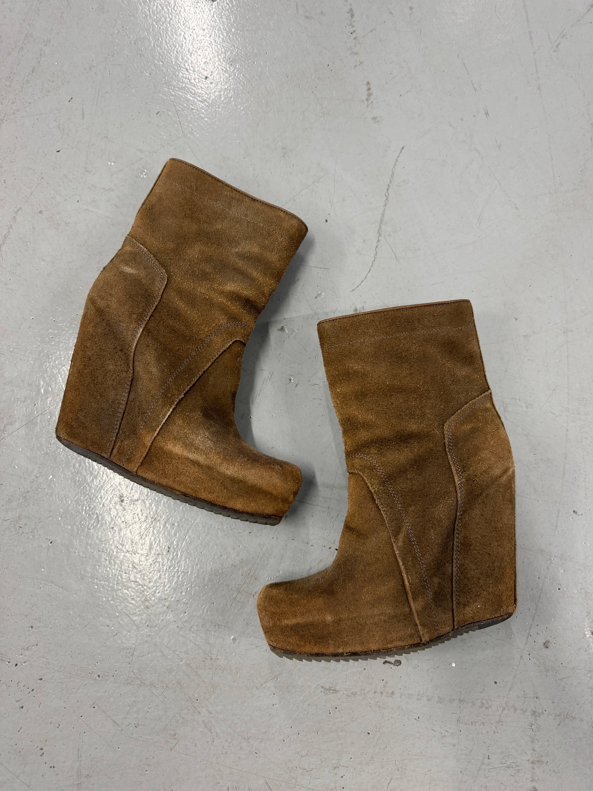 Rick Owens Brown Suede Wedge Heels IT38.5 | 8.5
