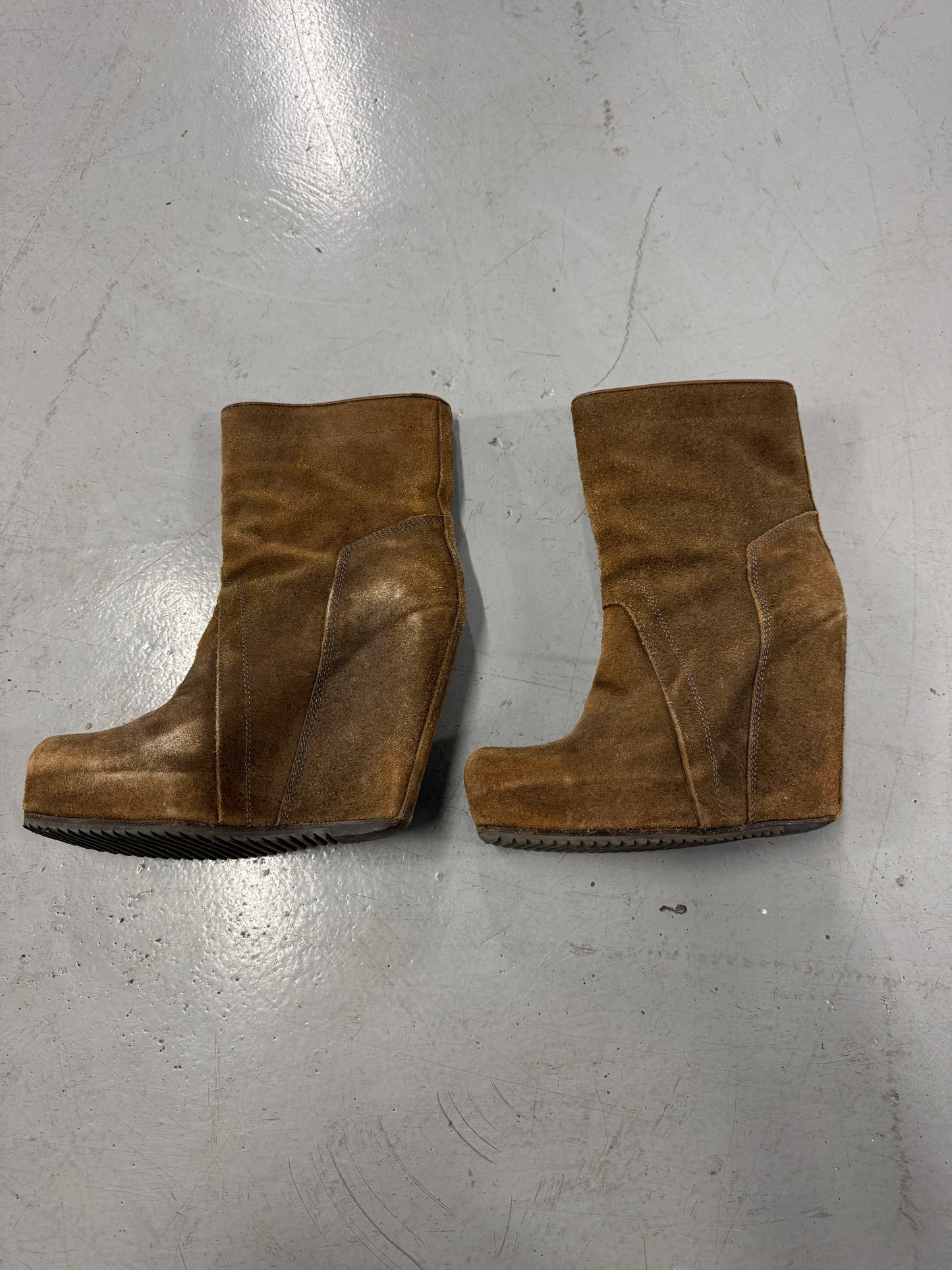 Rick Owens Brown Suede Wedge Heels IT38.5 | 8.5