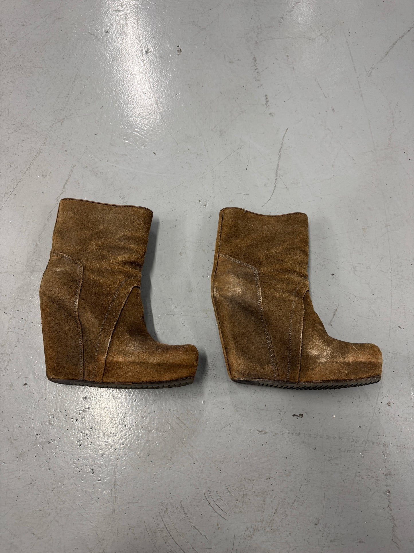 Rick Owens Brown Suede Wedge Heels IT38.5 | 8.5