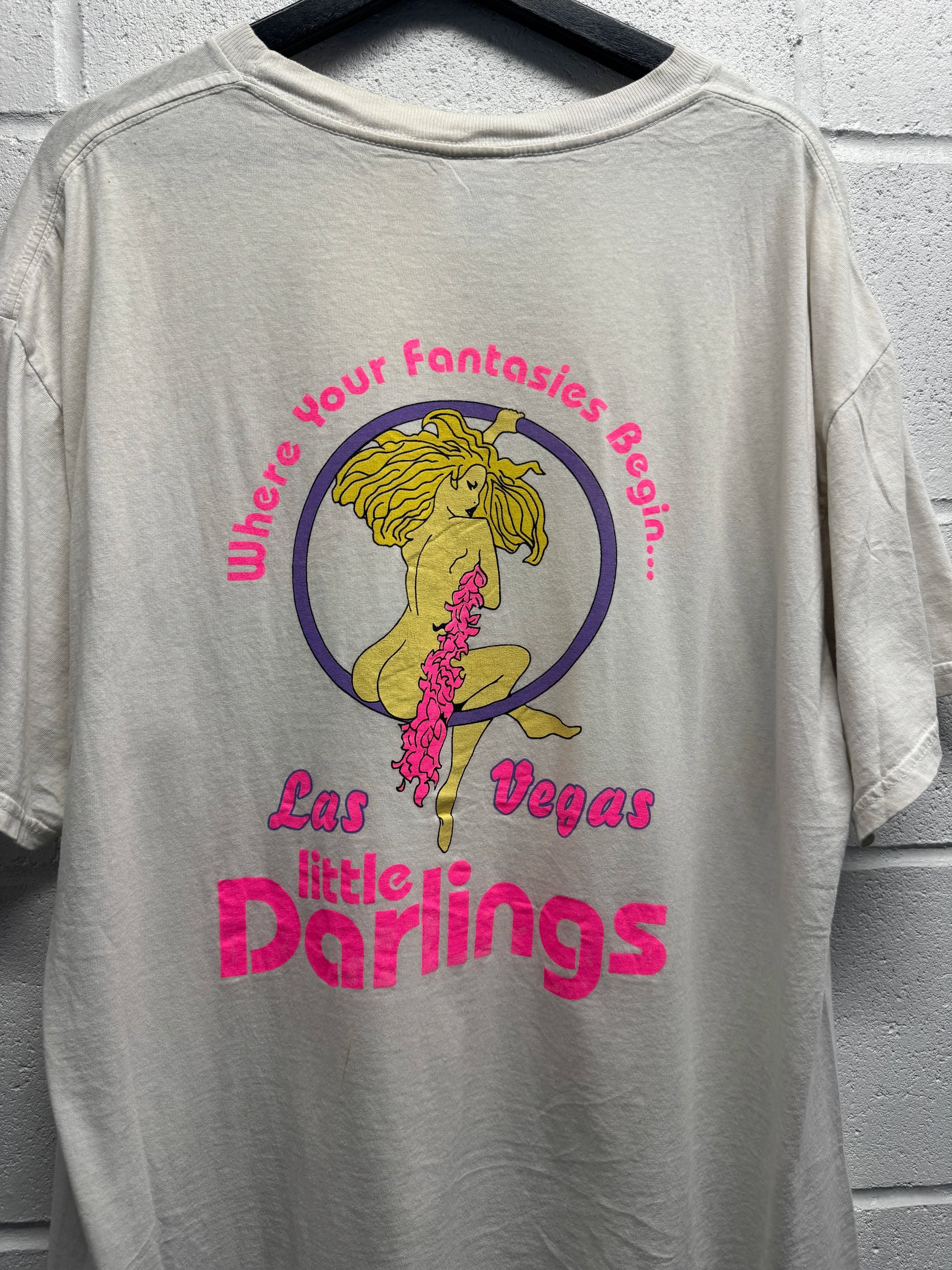 1990s Vintage Burlesque Little Darlings Las Vegas T-Shirt [XL]