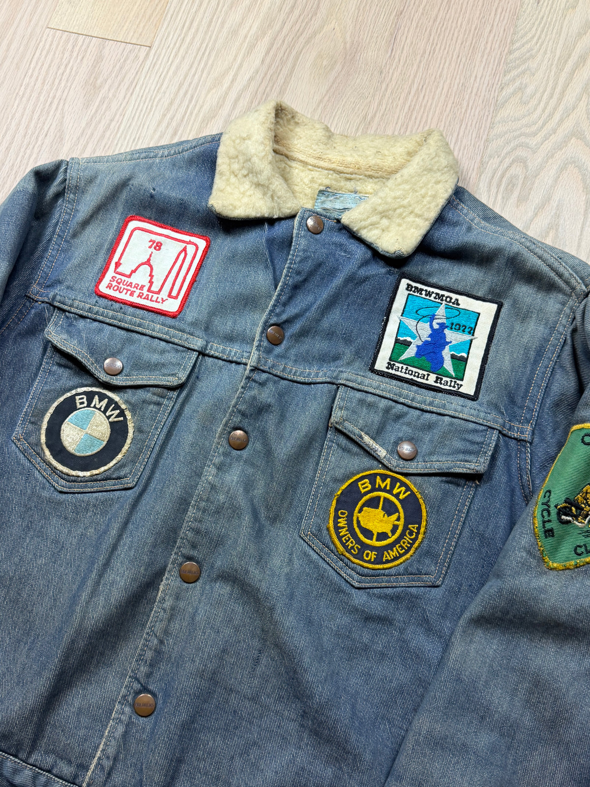 1960s BMW Patcha Sherpa Lined Denim Jacket [M/L]